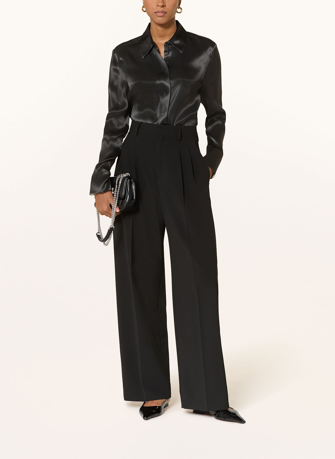 BOSS Hemdbluse BERUTA1 aus Satin: SCHWARZ