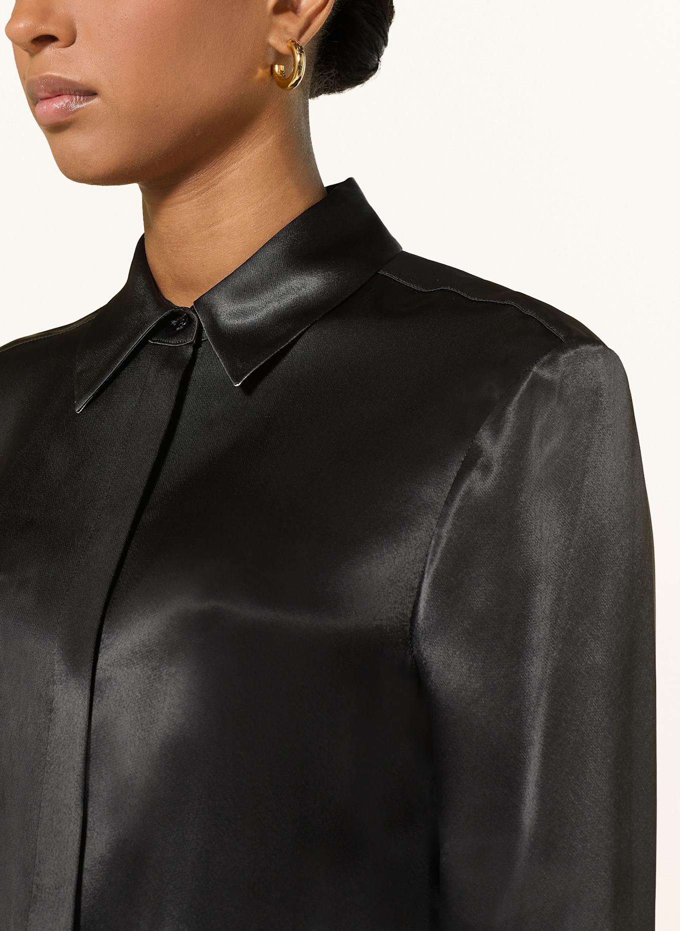 BOSS Hemdbluse BERUTA1 aus Satin: SCHWARZ