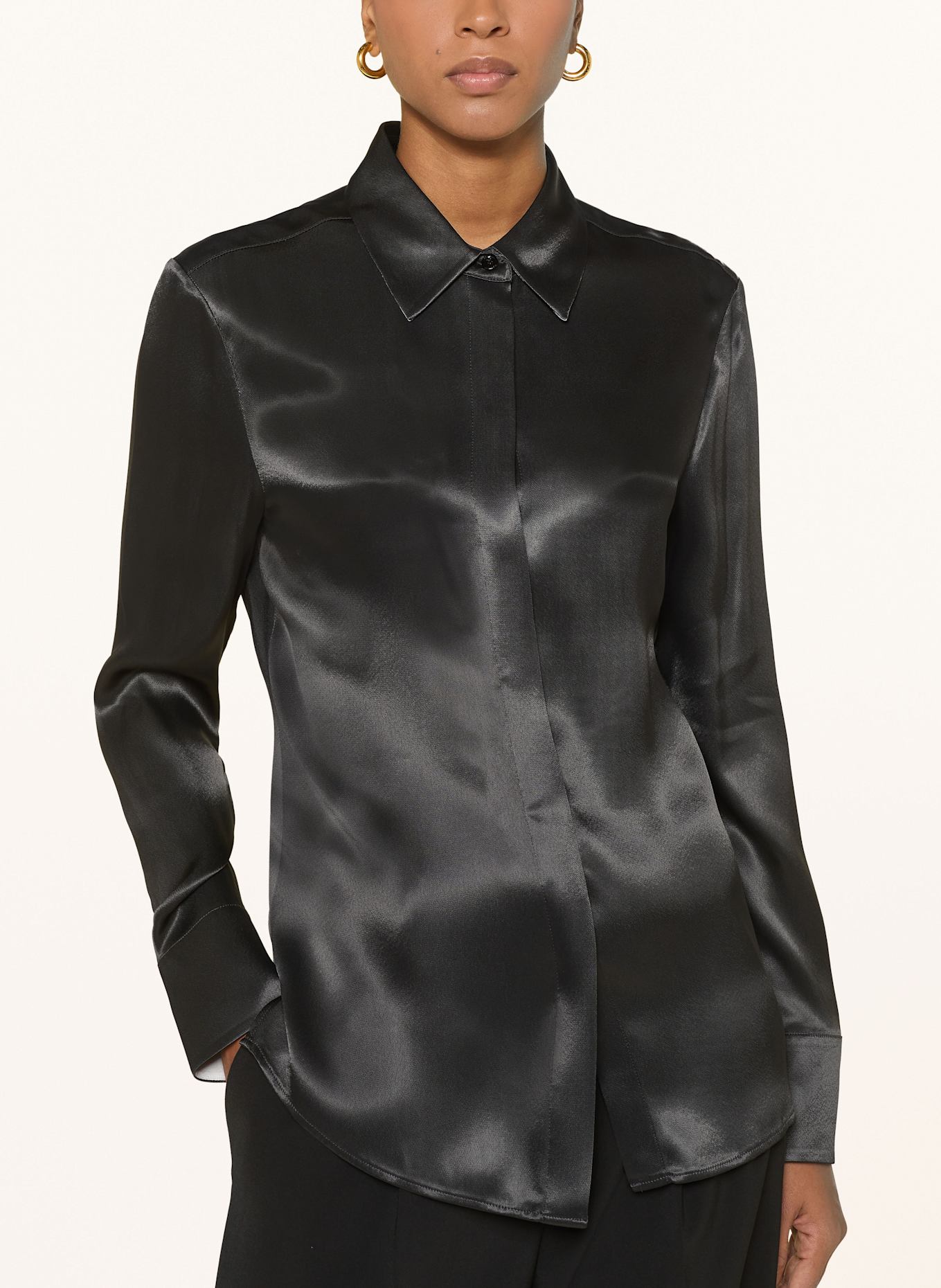 BOSS Hemdbluse BERUTA1 aus Satin: SCHWARZ