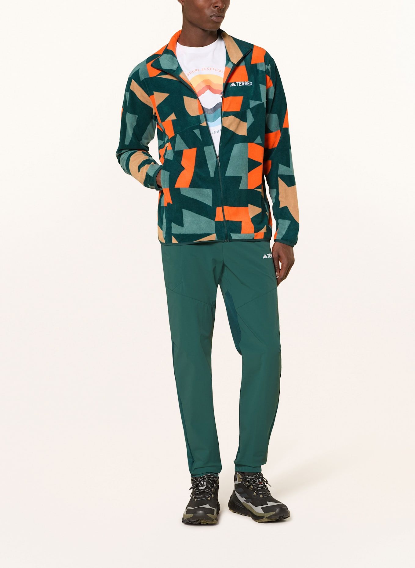 adidas TERREX Fleecejacke TERREX MULTI PRINTED FULL ZIP: PETROL / ORANGE / BEIGE
