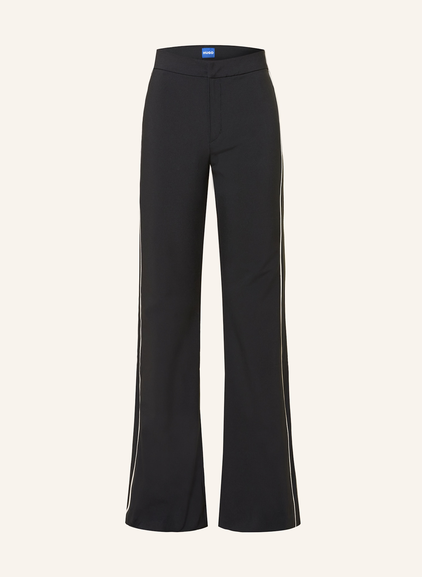 HUGO BLUE HIZUMI Checkerboard trousers with tuxedo stripes: BLACK/ ECRU