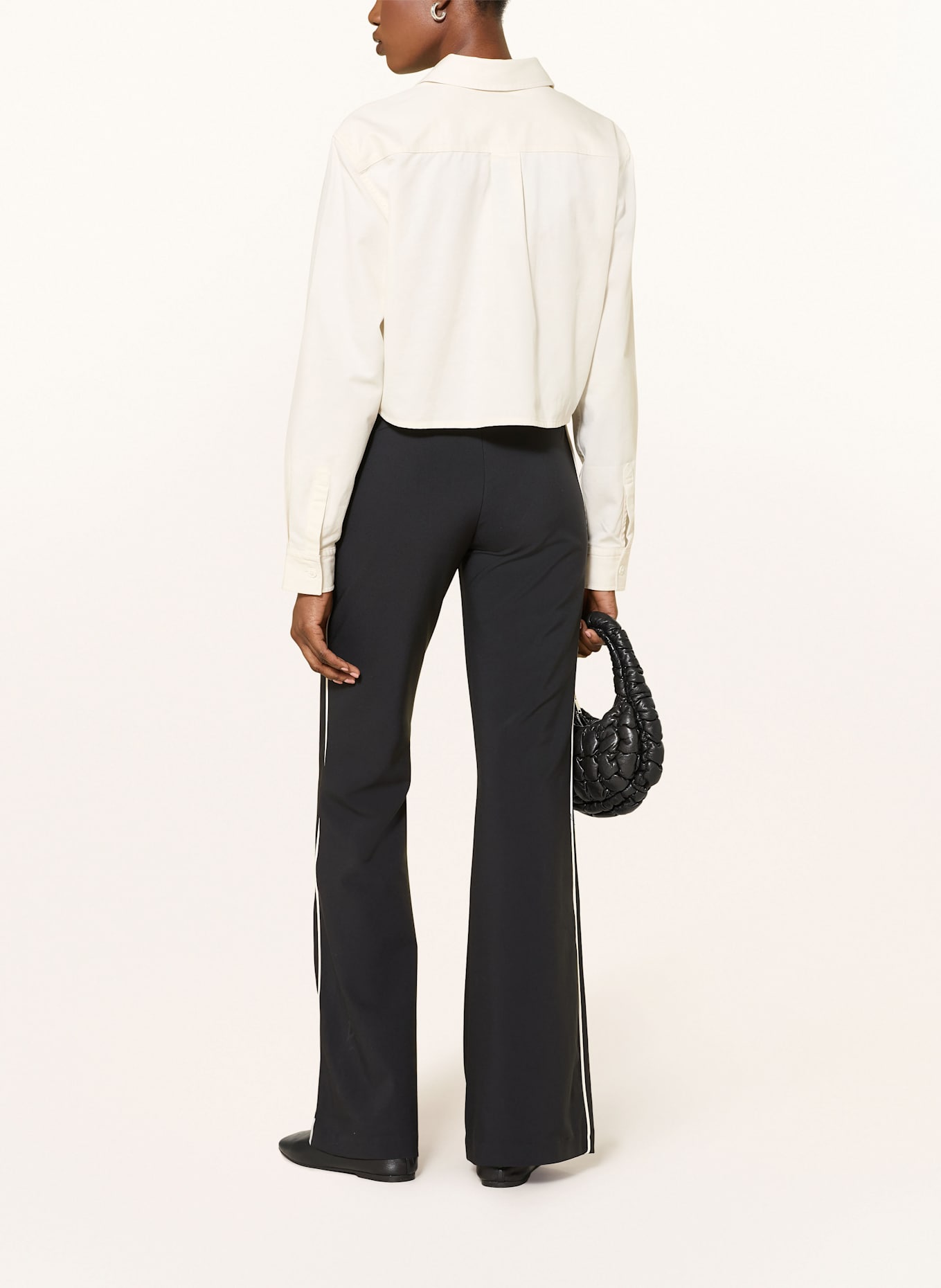 HUGO BLUE HIZUMI Checkerboard trousers with tuxedo stripes: BLACK/ ECRU