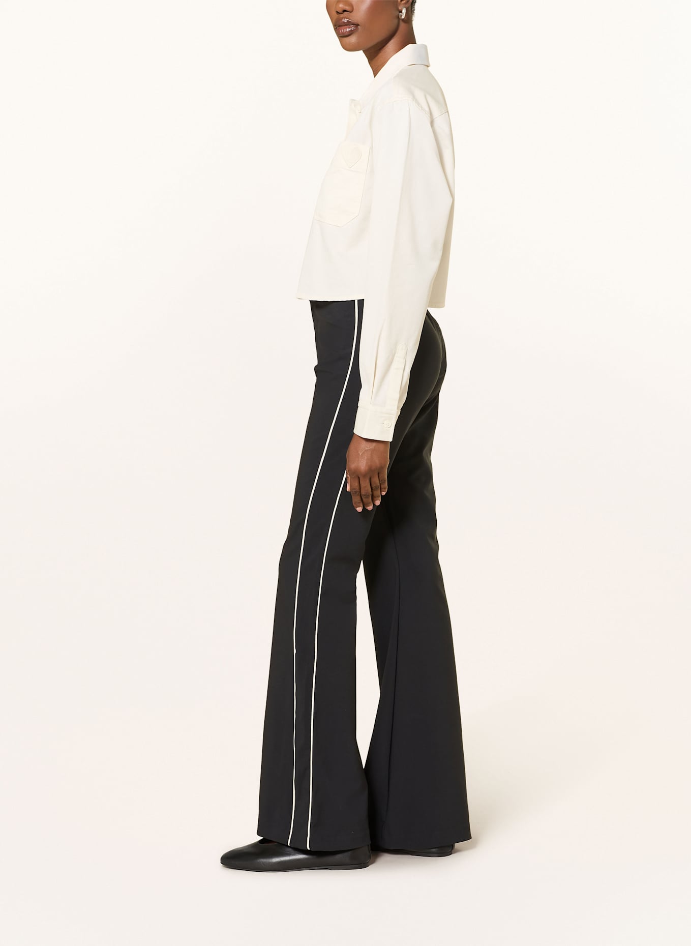 HUGO BLUE HIZUMI Checkerboard trousers with tuxedo stripes: BLACK/ ECRU