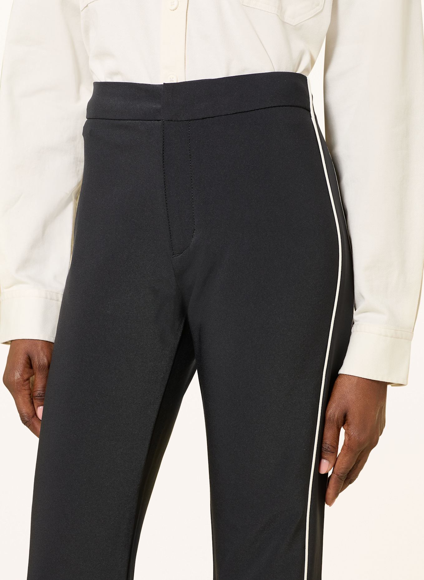 HUGO BLUE HIZUMI Checkerboard trousers with tuxedo stripes: BLACK/ ECRU