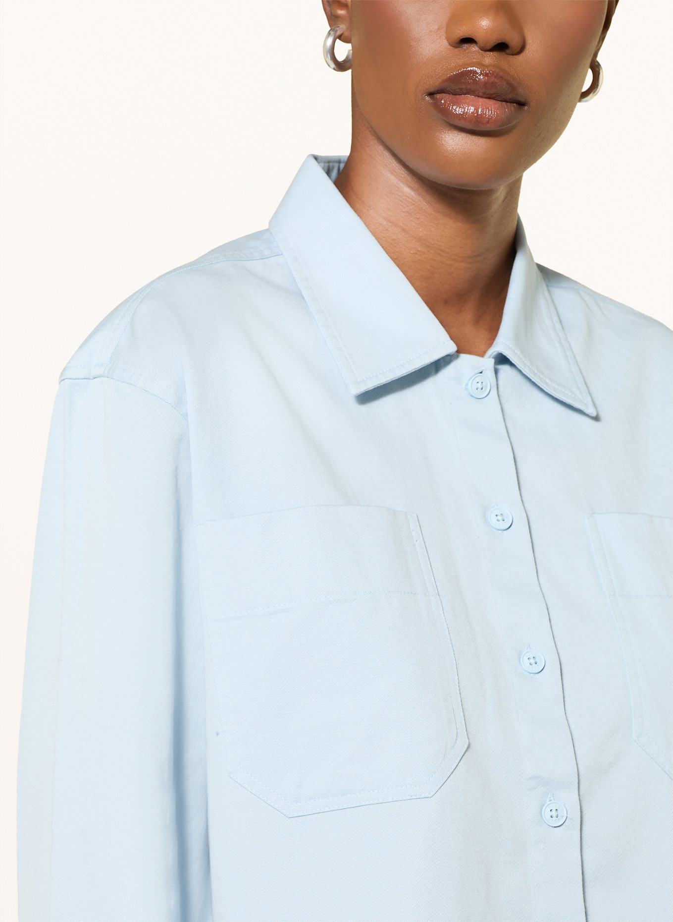 HUGO Cropped-Hemdbluse EDIA: HELLBLAU