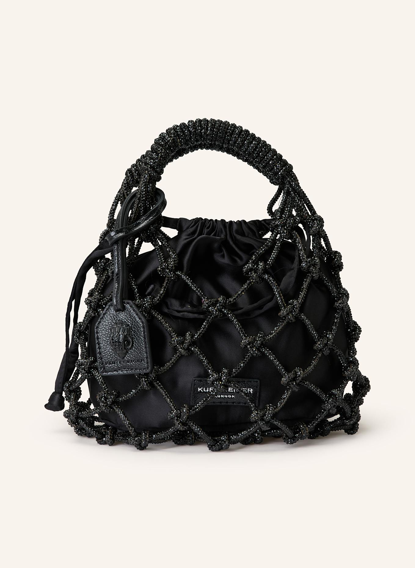 KURT GEIGER MACRAME SMALL handbag with decorative gems: BLACK