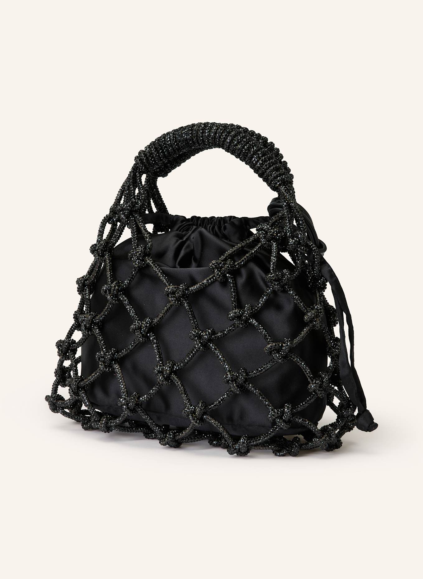 KURT GEIGER MACRAME SMALL handbag with decorative gems: BLACK