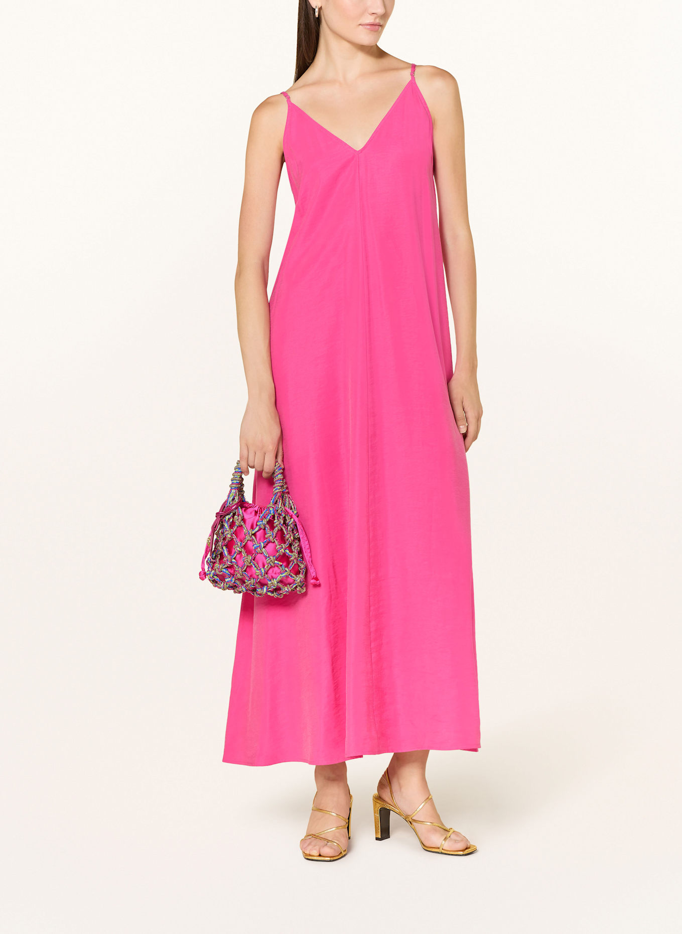 KURT GEIGER Torebka MACRAME SMALL z ozdobnymi kamykami: JASKRAWY MOCNORÓŻOWY / GRANATOWY