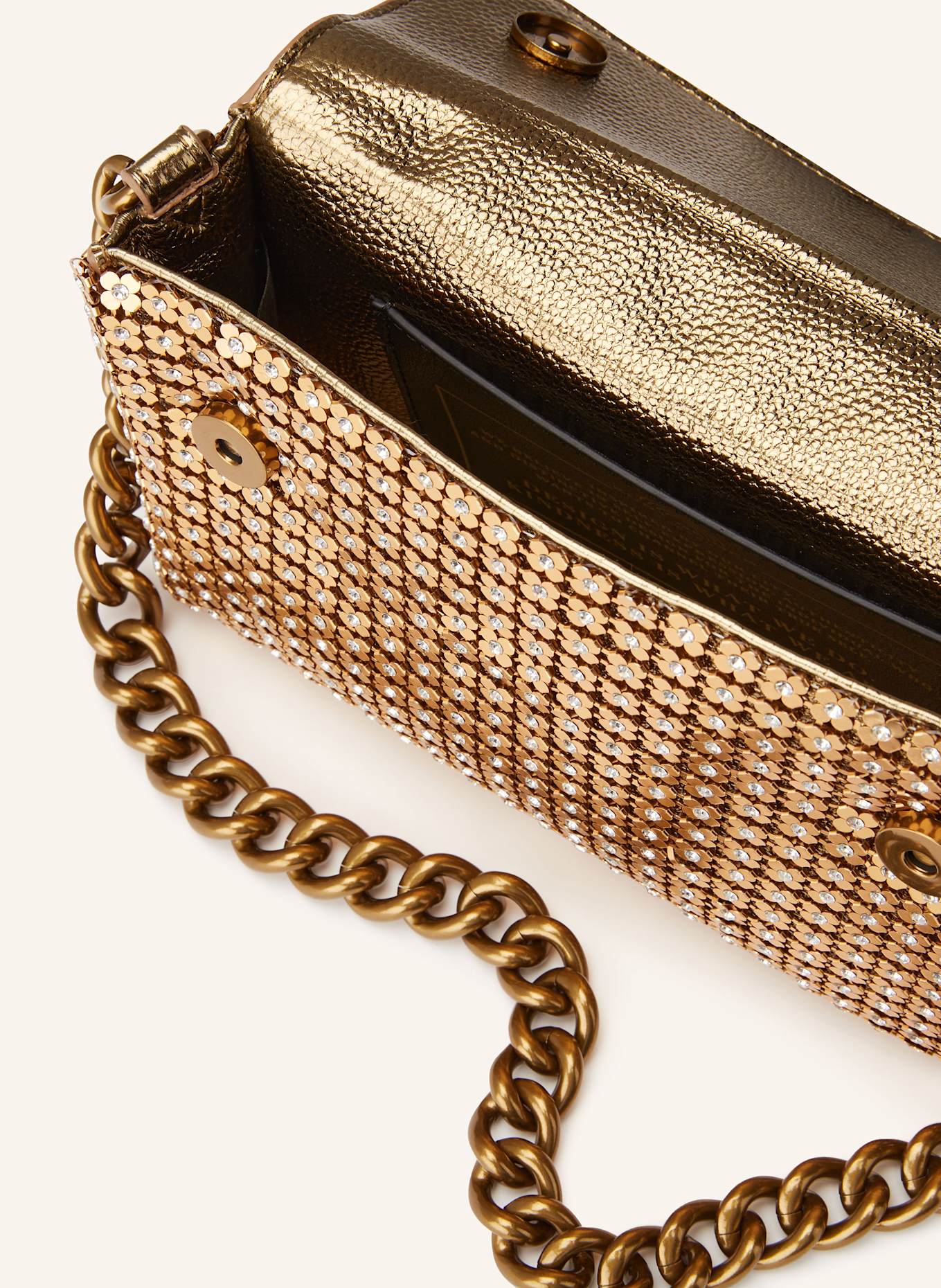 KURT GEIGER PARTY FLOWER handbag with decorative gems: GOLD