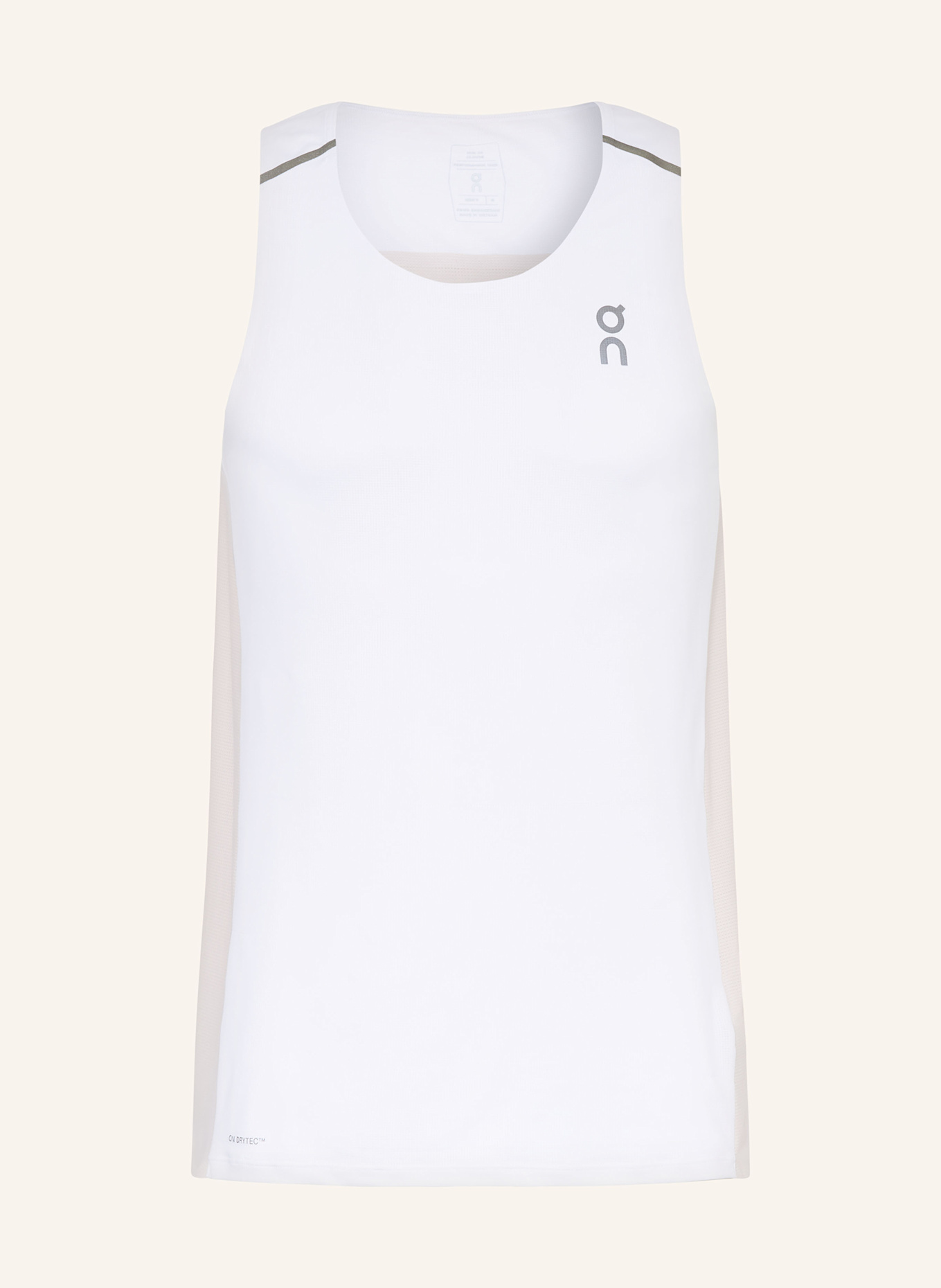 On Running top PERFORMANCE TANK: CREAM/ WHITE