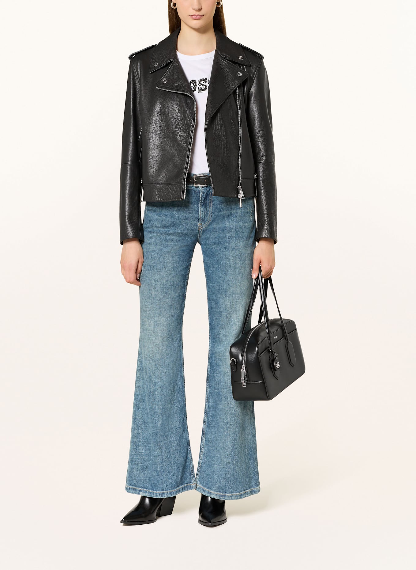 BOSS Lederjacke SANDY: SCHWARZ