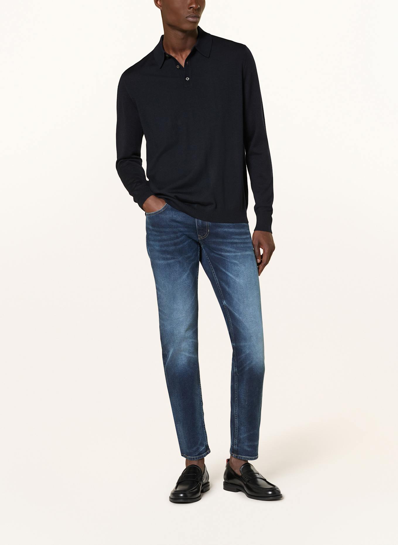 STROKESMAN'S Strick-Poloshirt: DUNKELBLAU