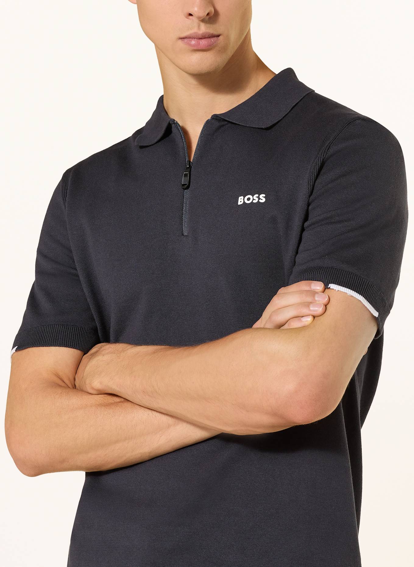 BOSS Strick-Poloshirt EVER: DUNKELBLAU