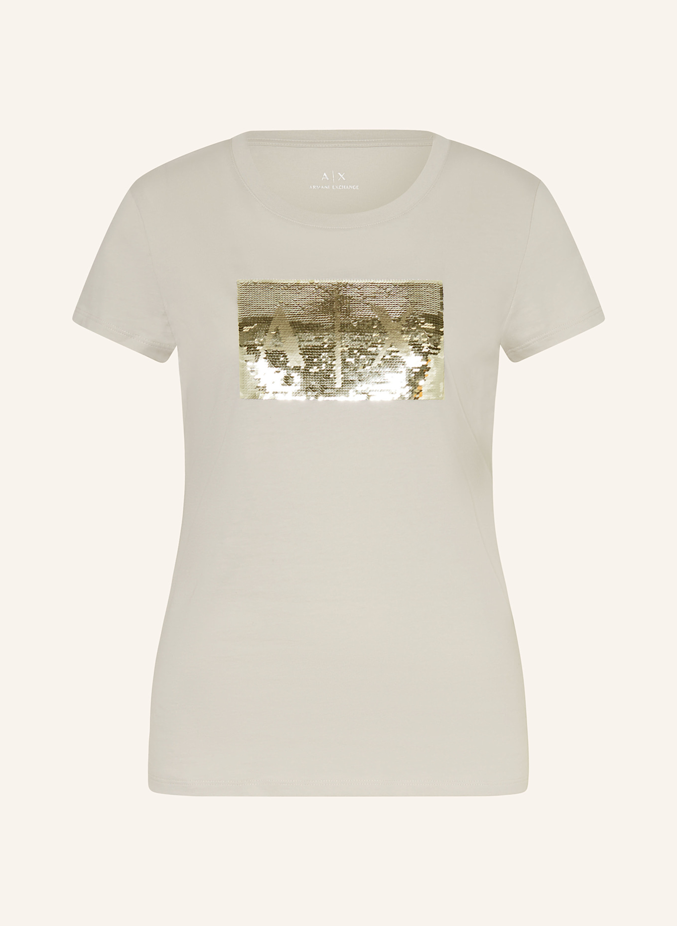 ARMANI EXCHANGE T-shirt z cekinami: JASNOCZARY