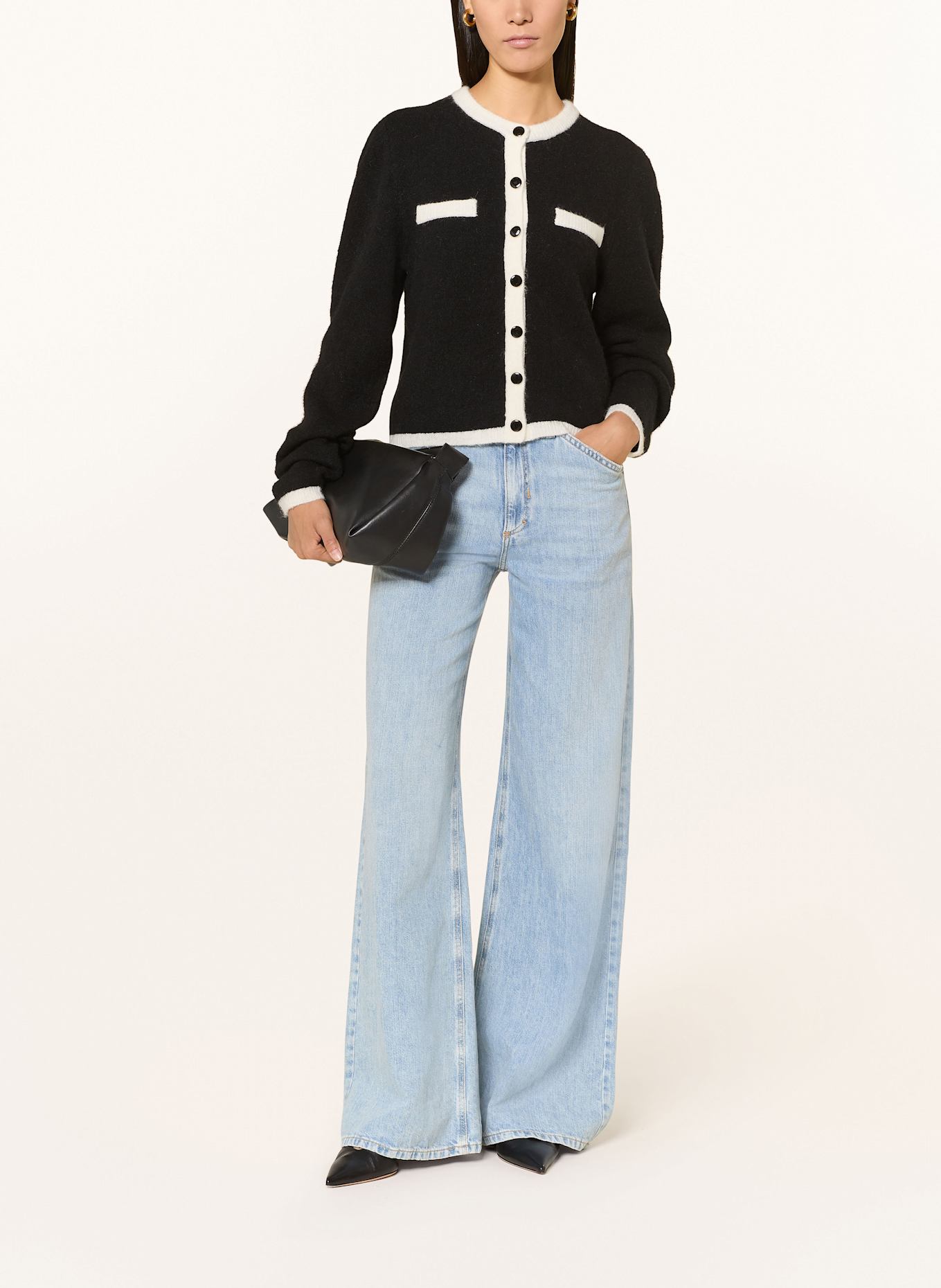 GESTUZ Strickjacke GZALPHA mit Alpaka: SCHWARZ / ECRU