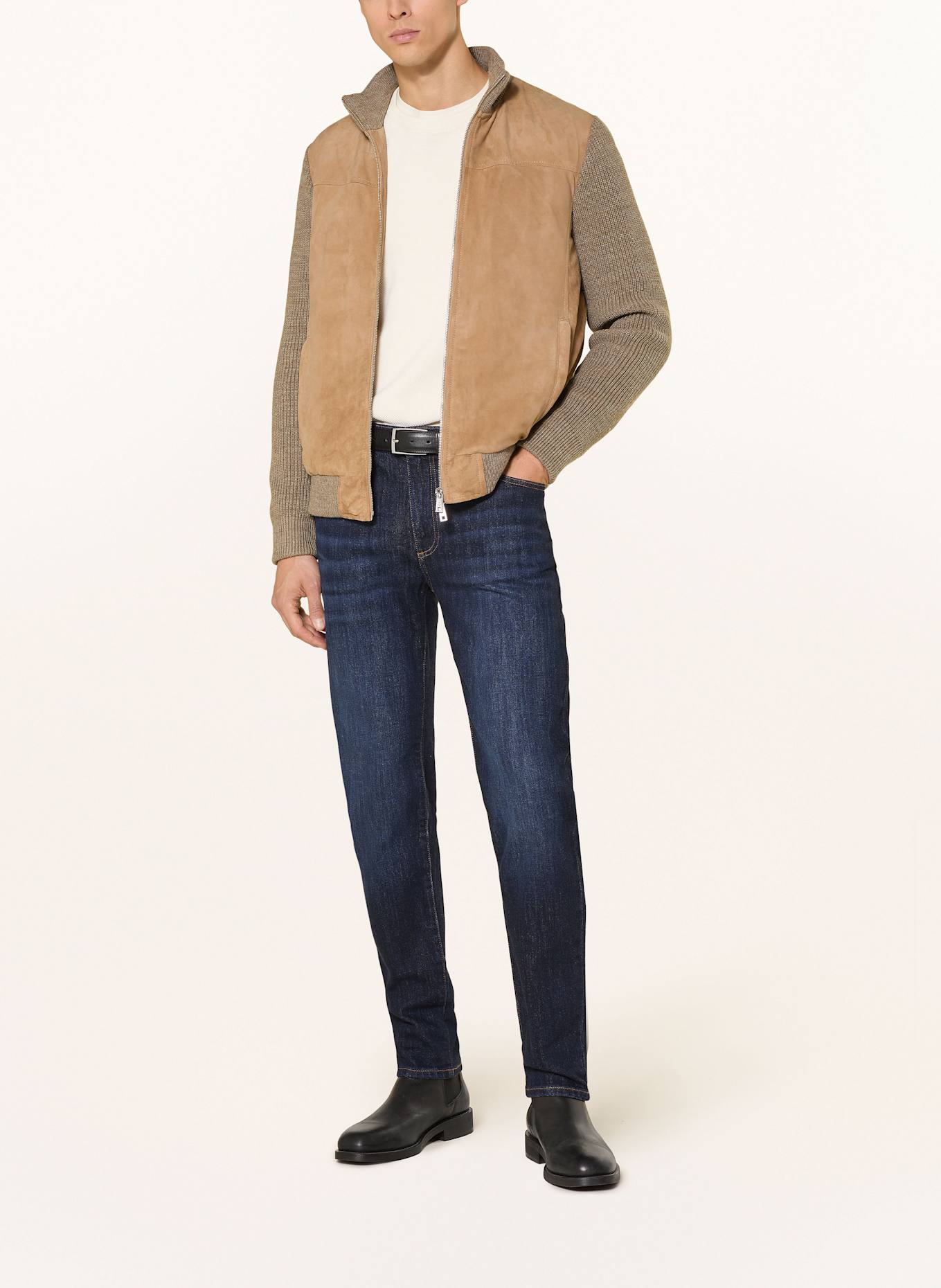 MILESTONE Lederjacke MSNICOLAS im Materialmix: BEIGE / TAUPE