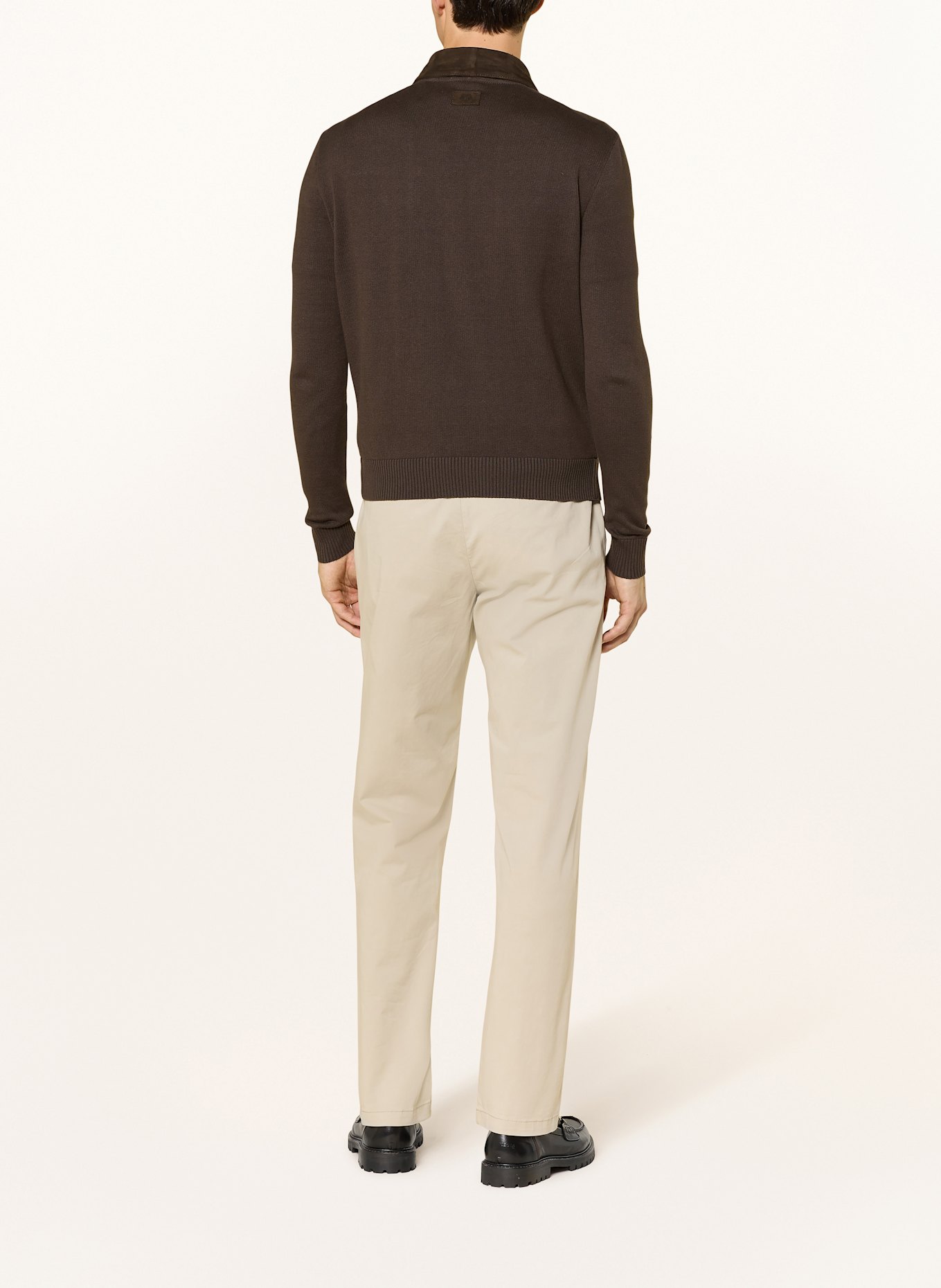 MILESTONE Lederjacke MSRYAN im Materialmix: DUNKELBRAUN