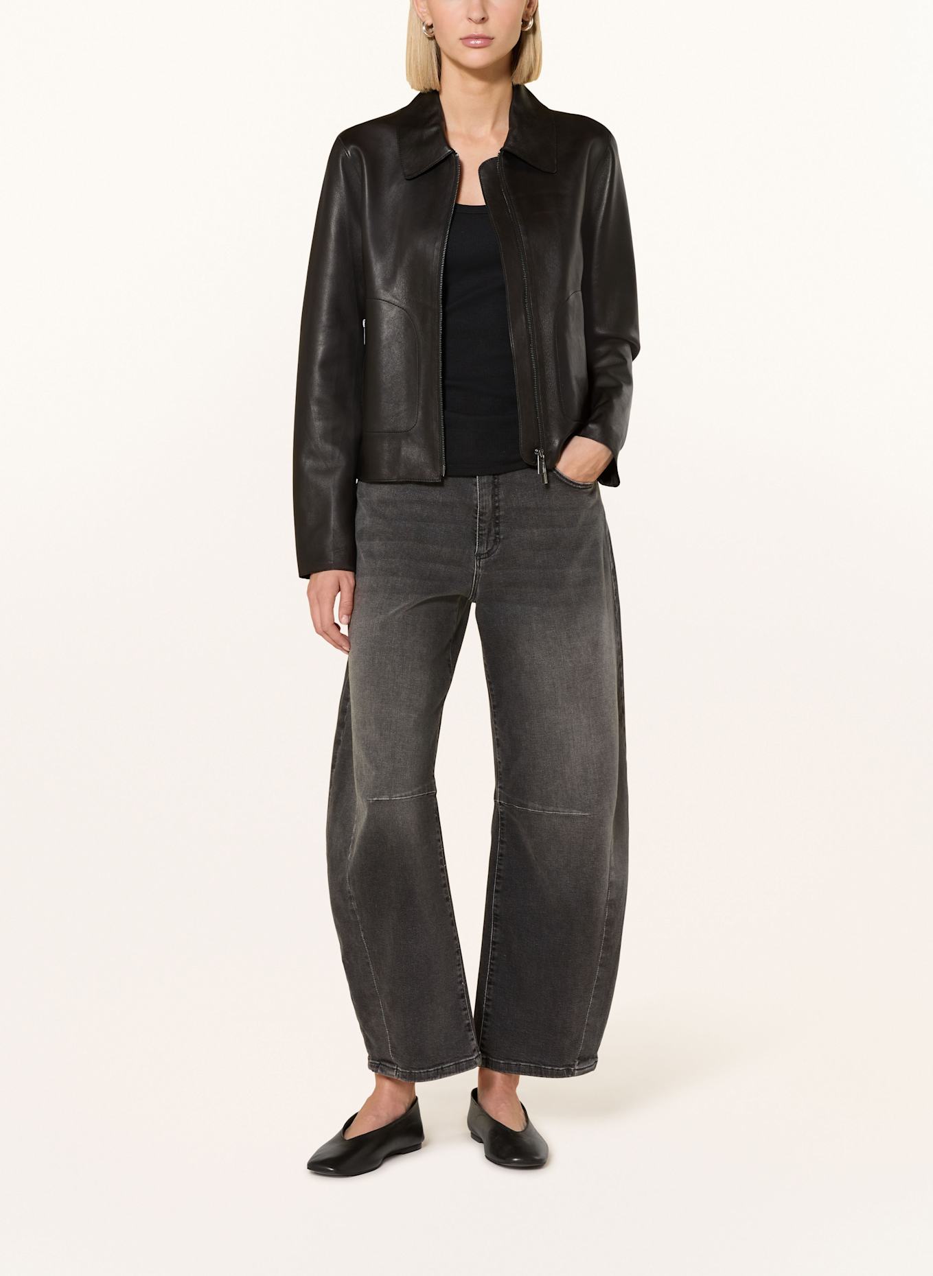 MILESTONE Lederjacke MSNYLAH: SCHWARZ