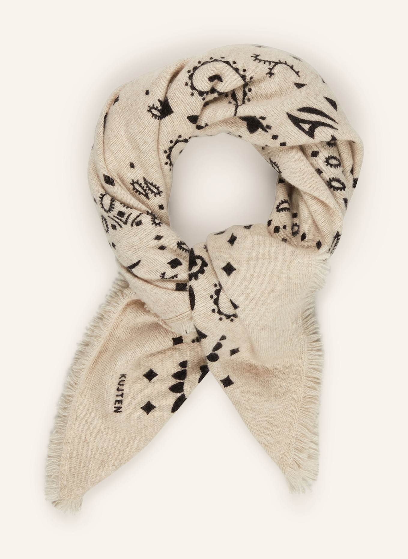 KUJTEN Cashmere-Tuch HACHIKO: BEIGE / SCHWARZ