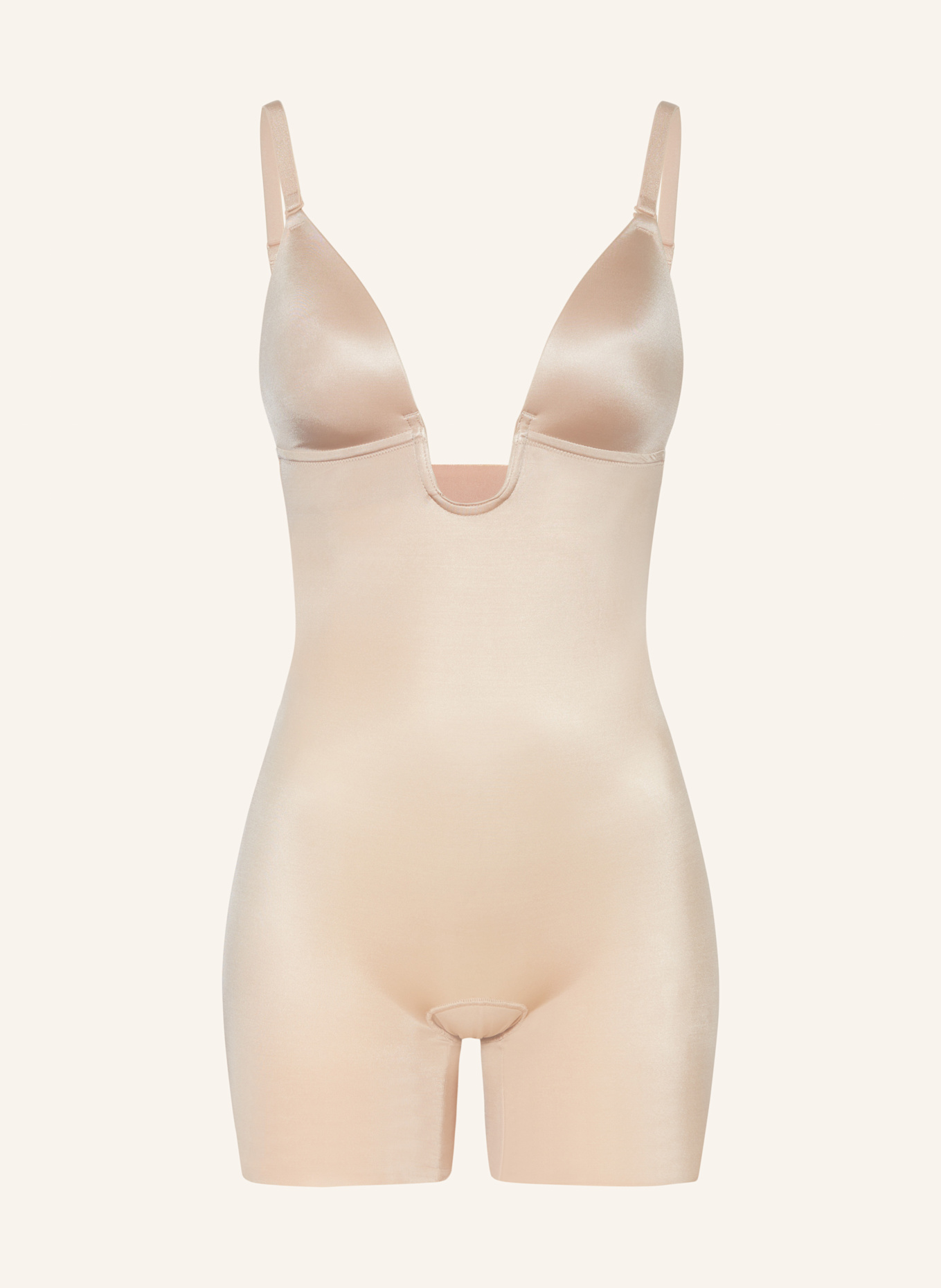 SPANX Shape-Body SUIT YOUR FANCY PLUNGE LOW-BACK MID-THIGH: BEIGE