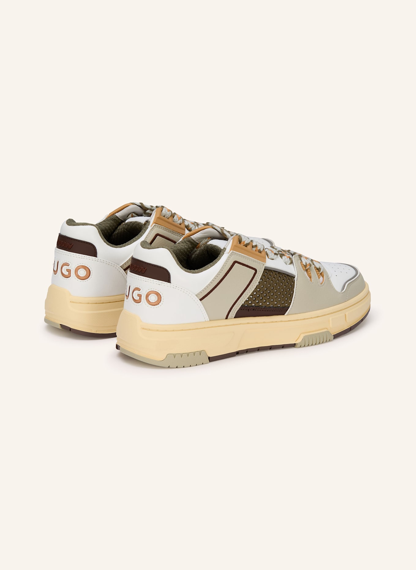 HUGO Sneaker YARROW: ECRU/ WEISS/ HELLGRÜN