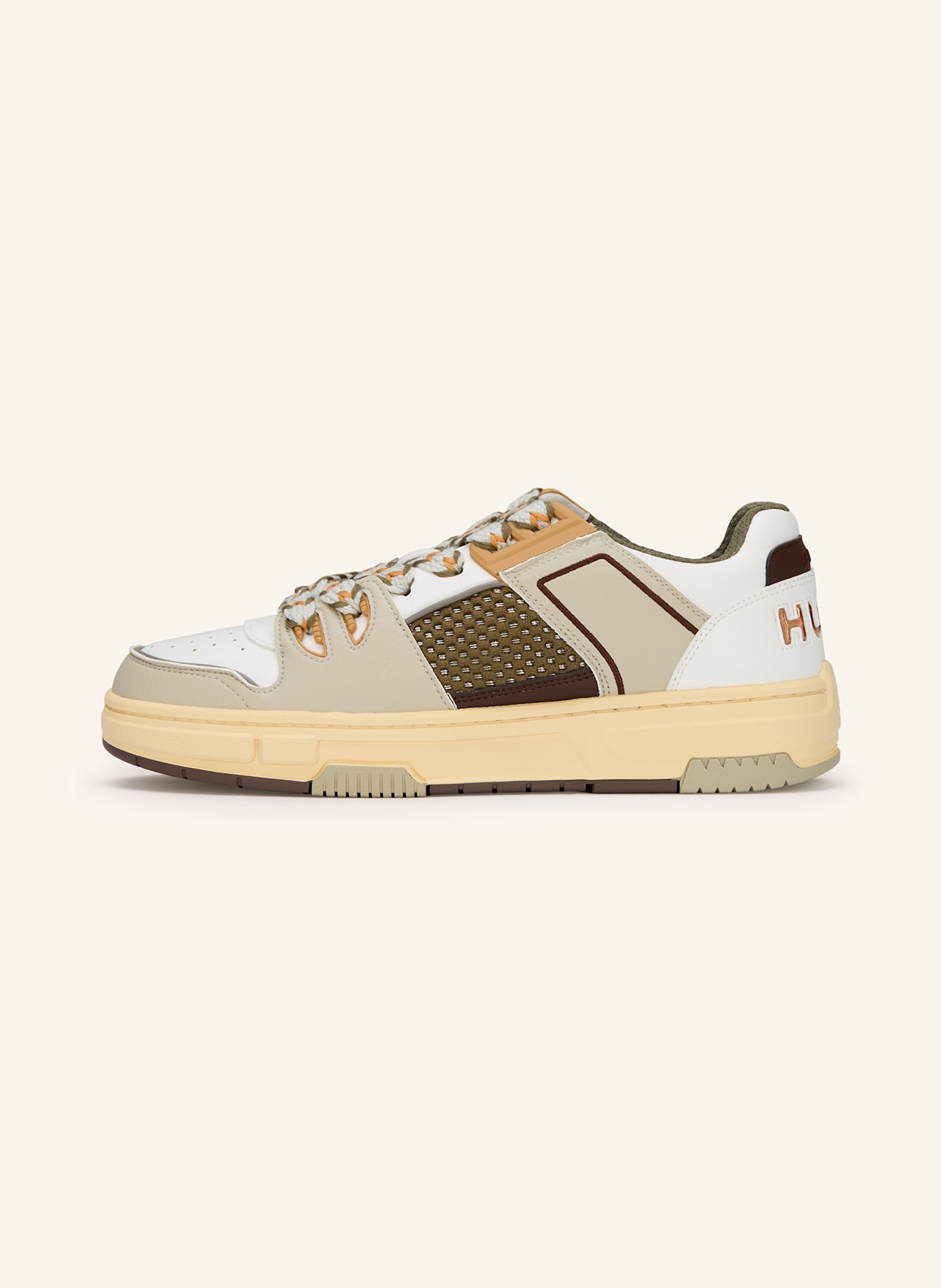 HUGO Sneaker YARROW: ECRU/ WEISS/ HELLGRÜN