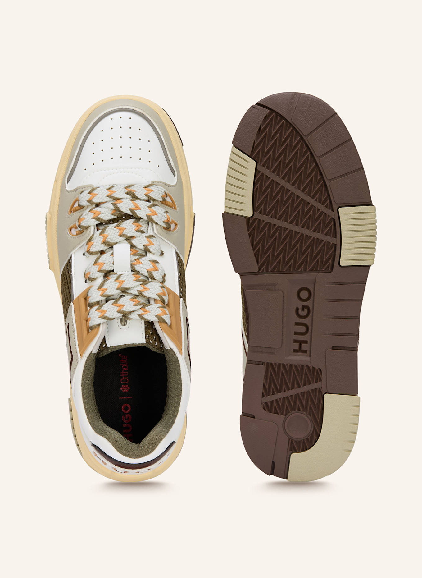 HUGO Sneaker YARROW: ECRU/ WEISS/ HELLGRÜN