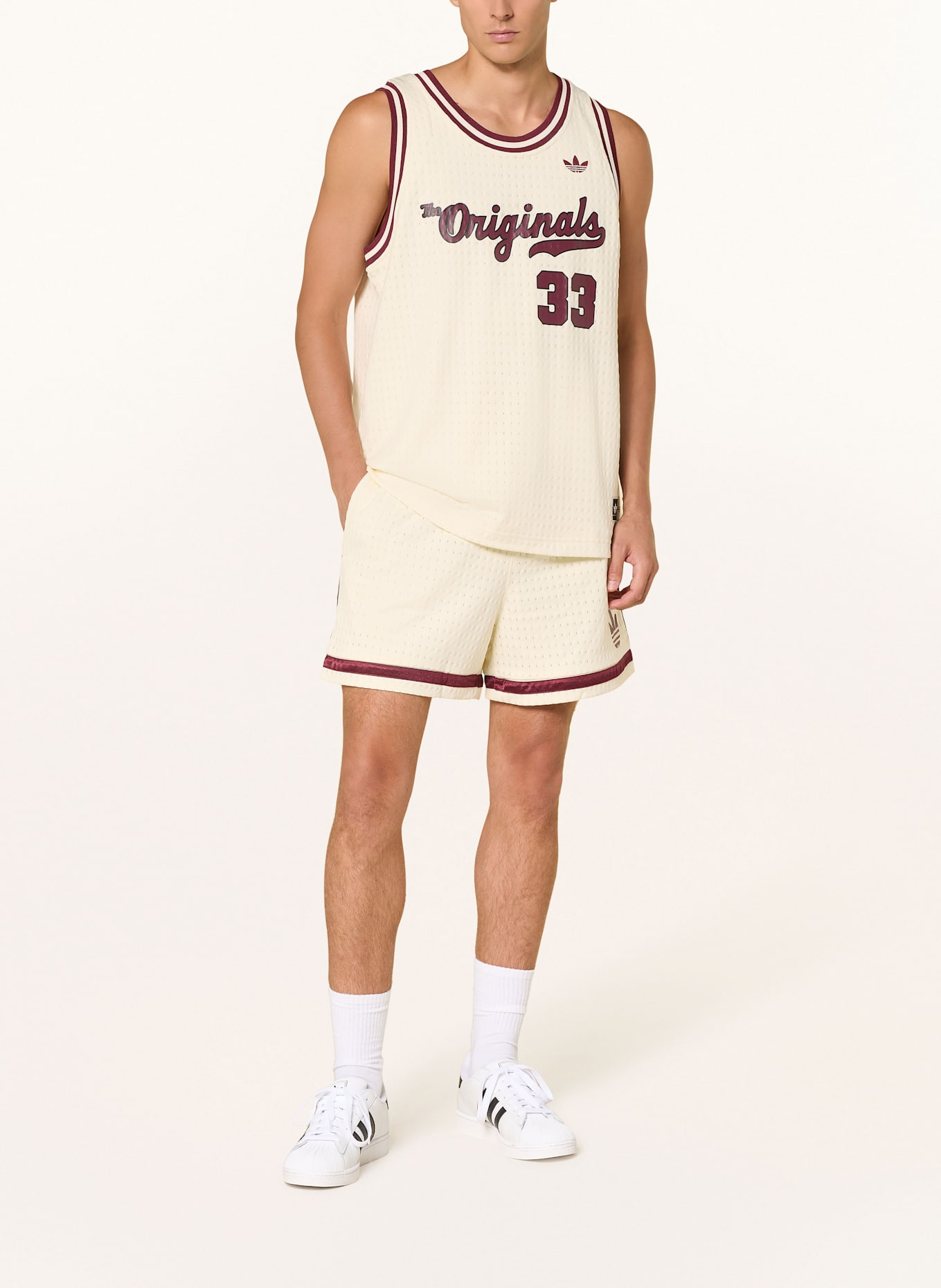 adidas Basketballshorts ORIGINALS BASKETBALL: WEISS / DUNKELROT