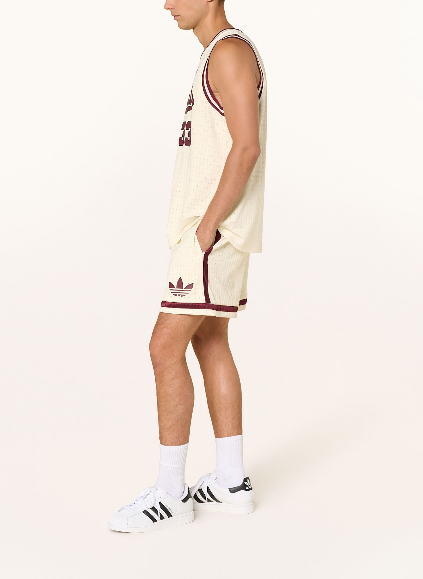 adidas Basketballshorts ORIGINALS BASKETBALL: WEISS / DUNKELROT