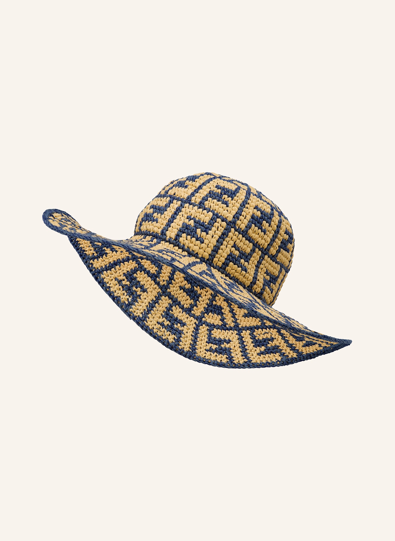 FENDI Straw hat: LIGHT BROWN / BLUE