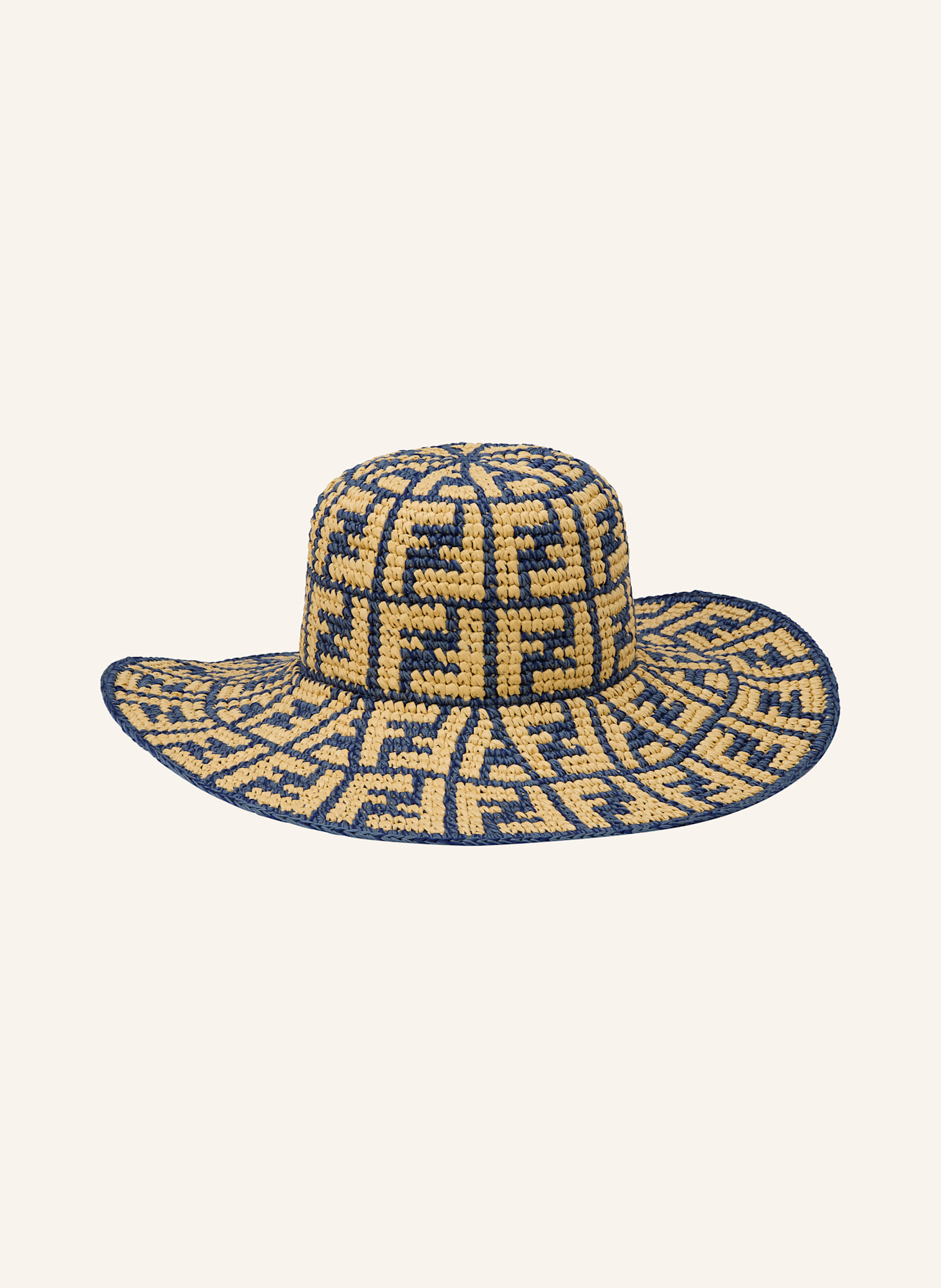 FENDI Straw hat: LIGHT BROWN / BLUE