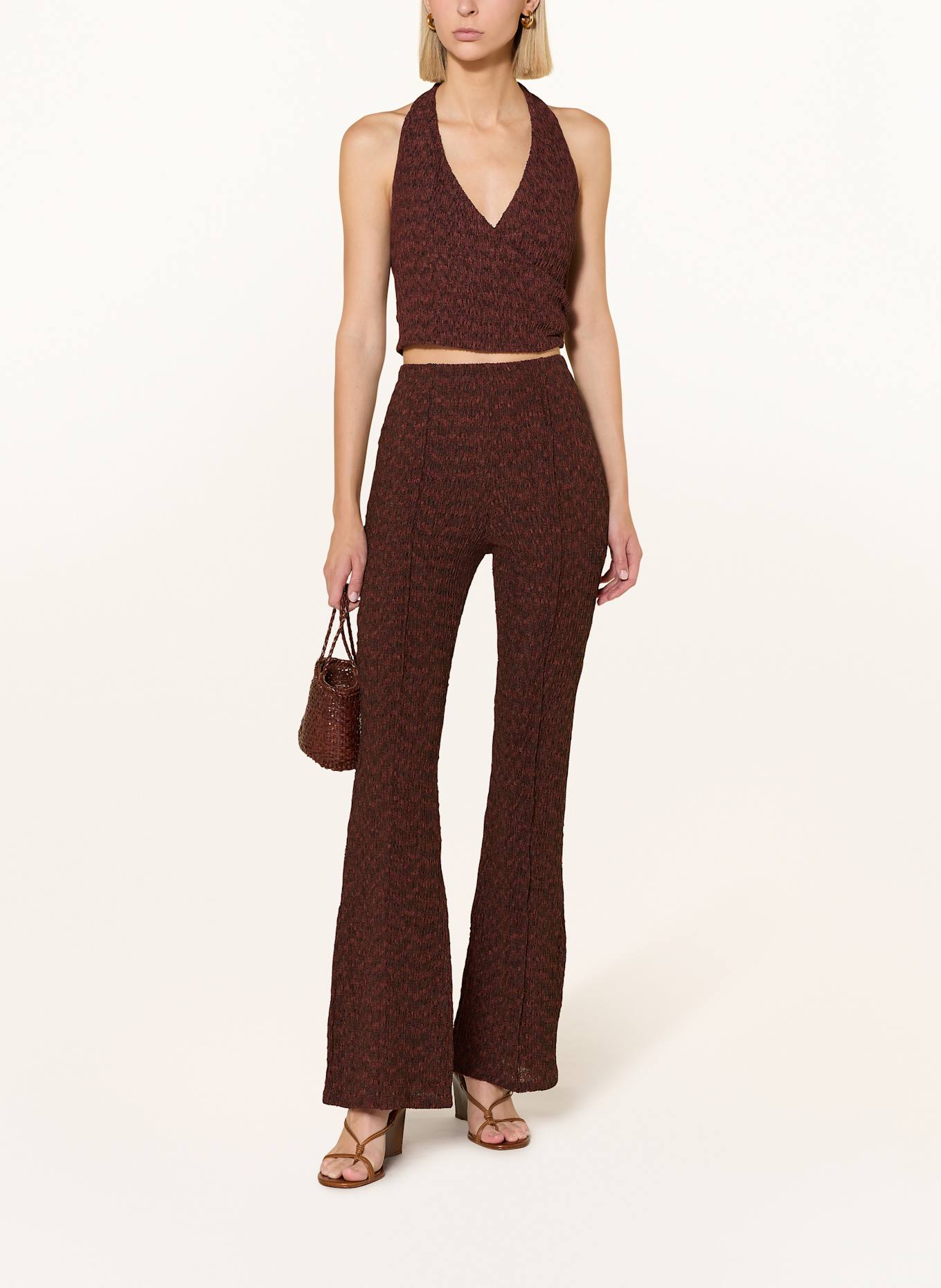 GUESS Marlenehose NALENY: DUNKELBRAUN / SCHWARZ