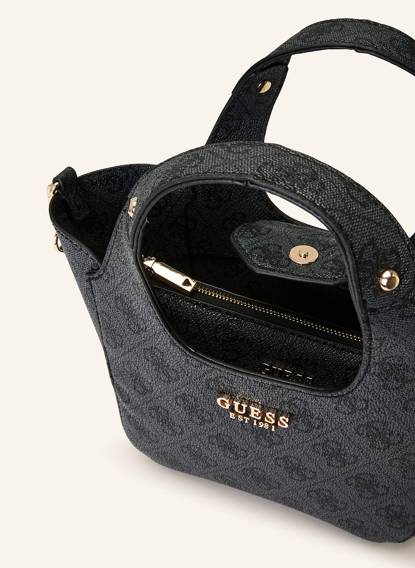 GUESS Kabelka CALISTA MINI s pouzdrem: TMAVĚ ŠEDÁ