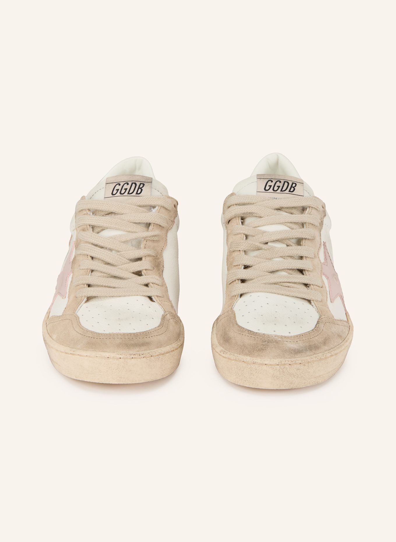 GOLDEN GOOSE Sneakersy BALL STAR: BIAŁY / BEŻOWY / RÓŻOWY