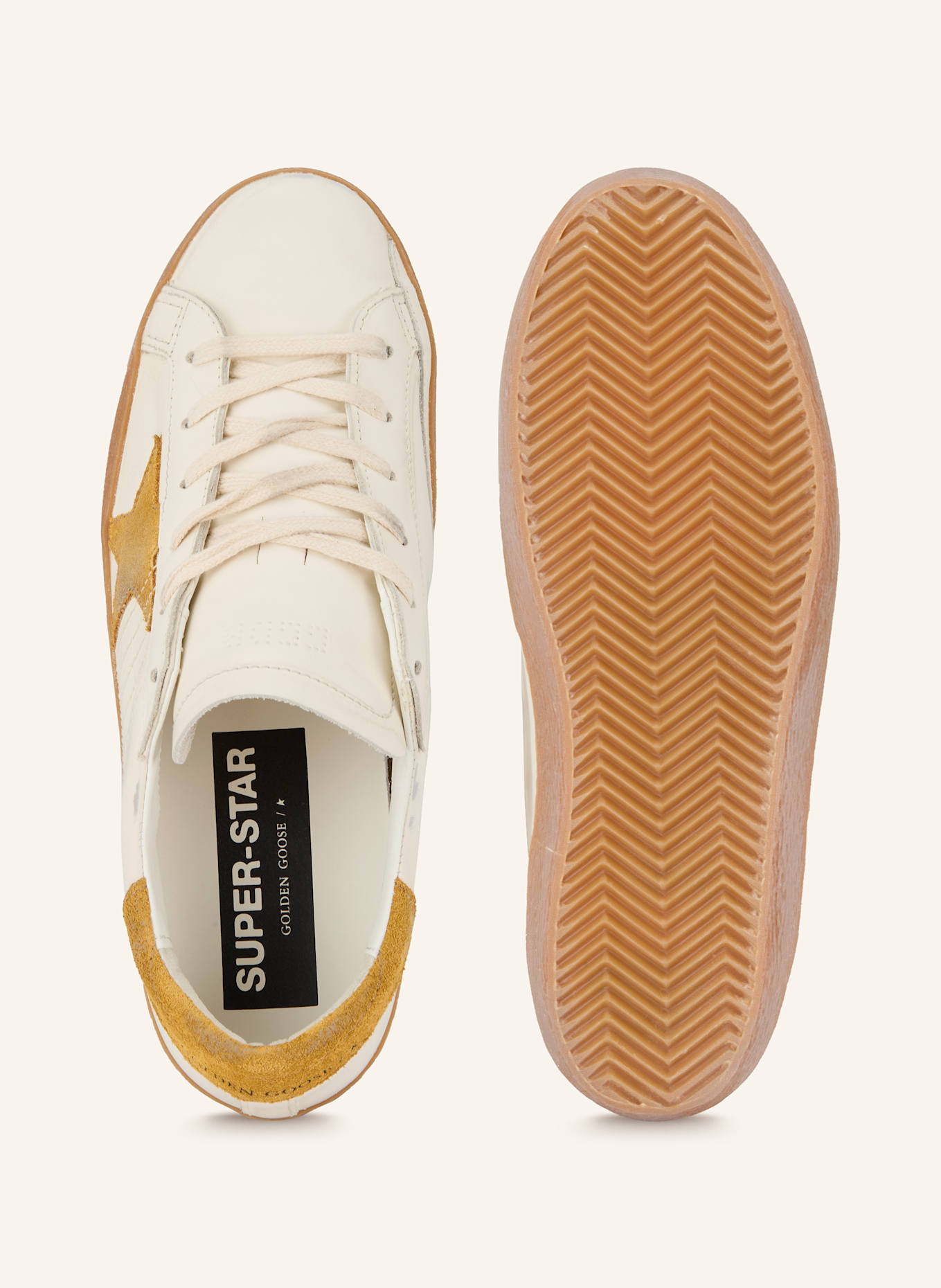 GOLDEN GOOSE Sneaker SUPER-STAR: ECRU / DUNKELGELB