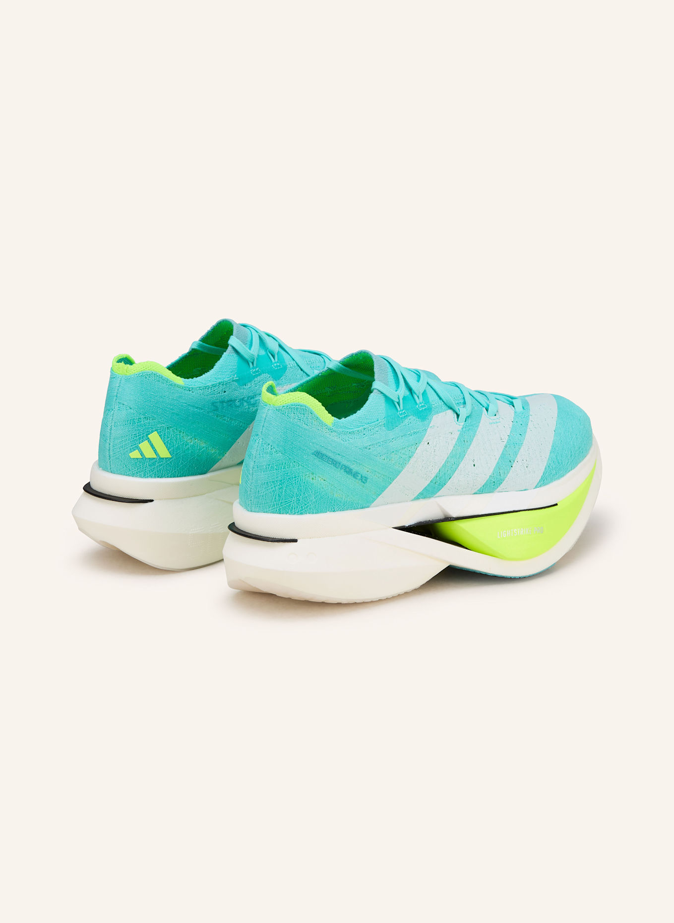 adidas Laufschuhe ADIZERO PRIME X3 STRUNG: TÜRKIS/ ECRU/ NEONGRÜN