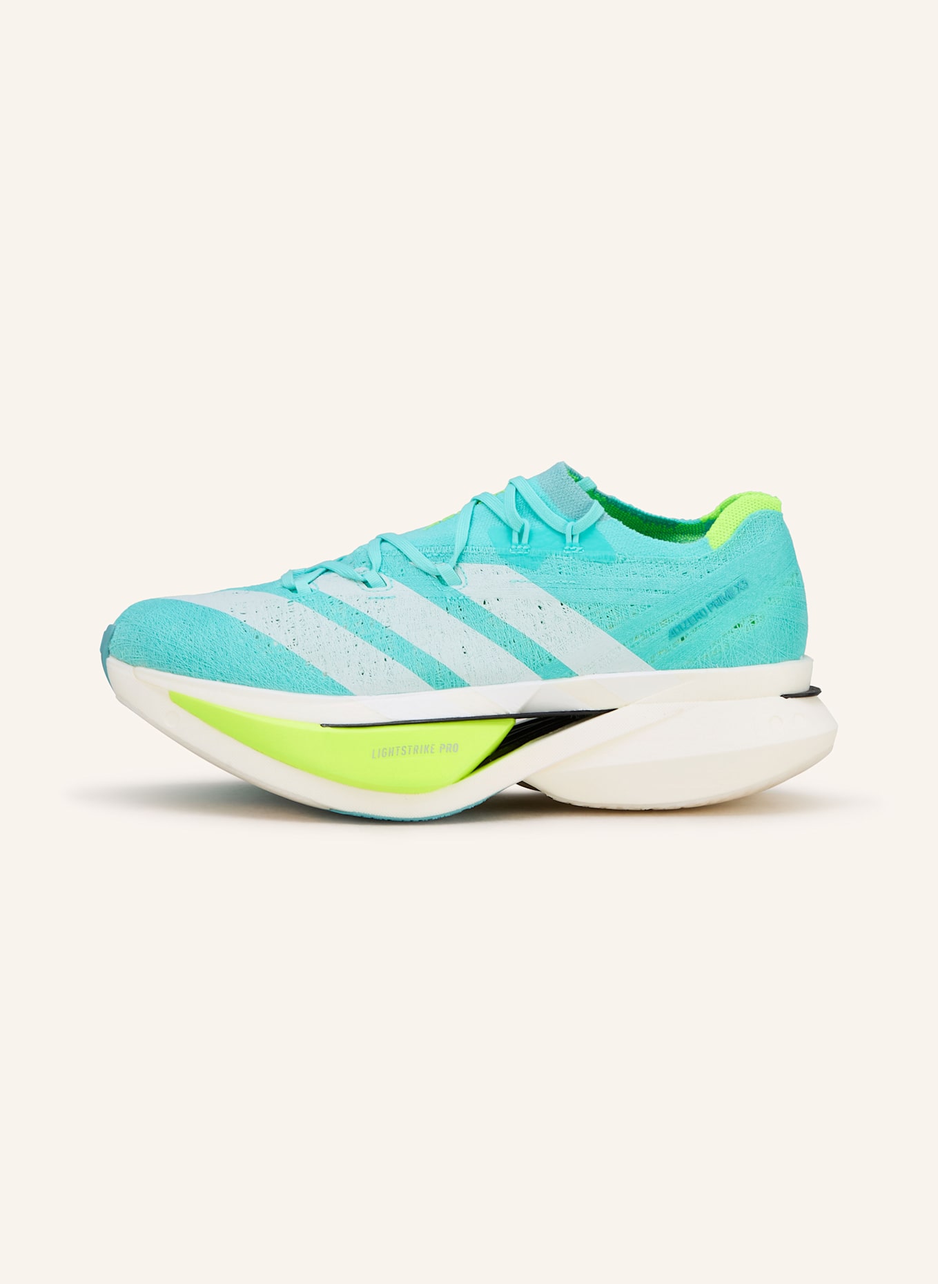 adidas Laufschuhe ADIZERO PRIME X3 STRUNG: TÜRKIS/ ECRU/ NEONGRÜN
