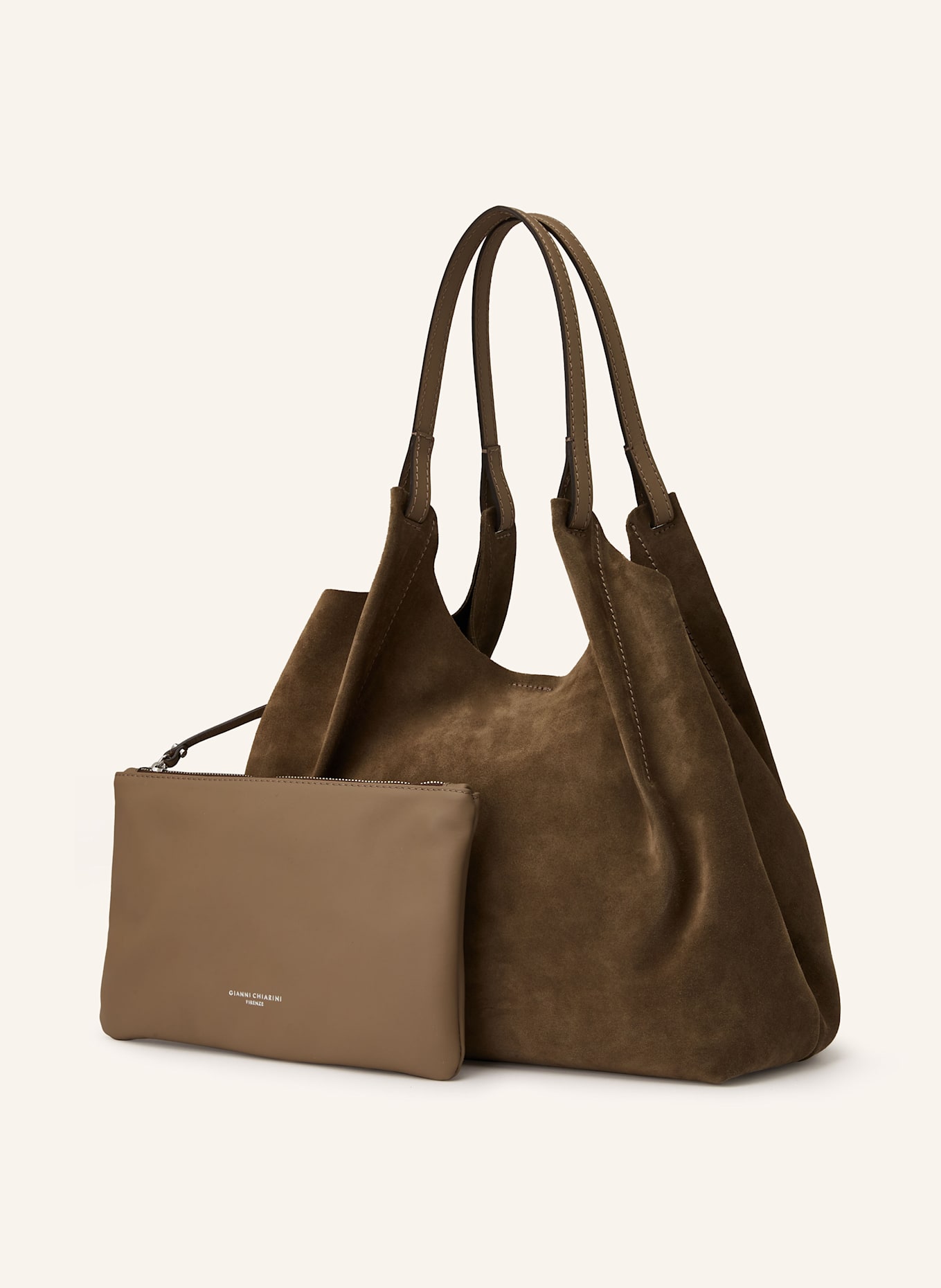 GIANNI CHIARINI Hobo-Bag DUA XL mit Pouch: KHAKI