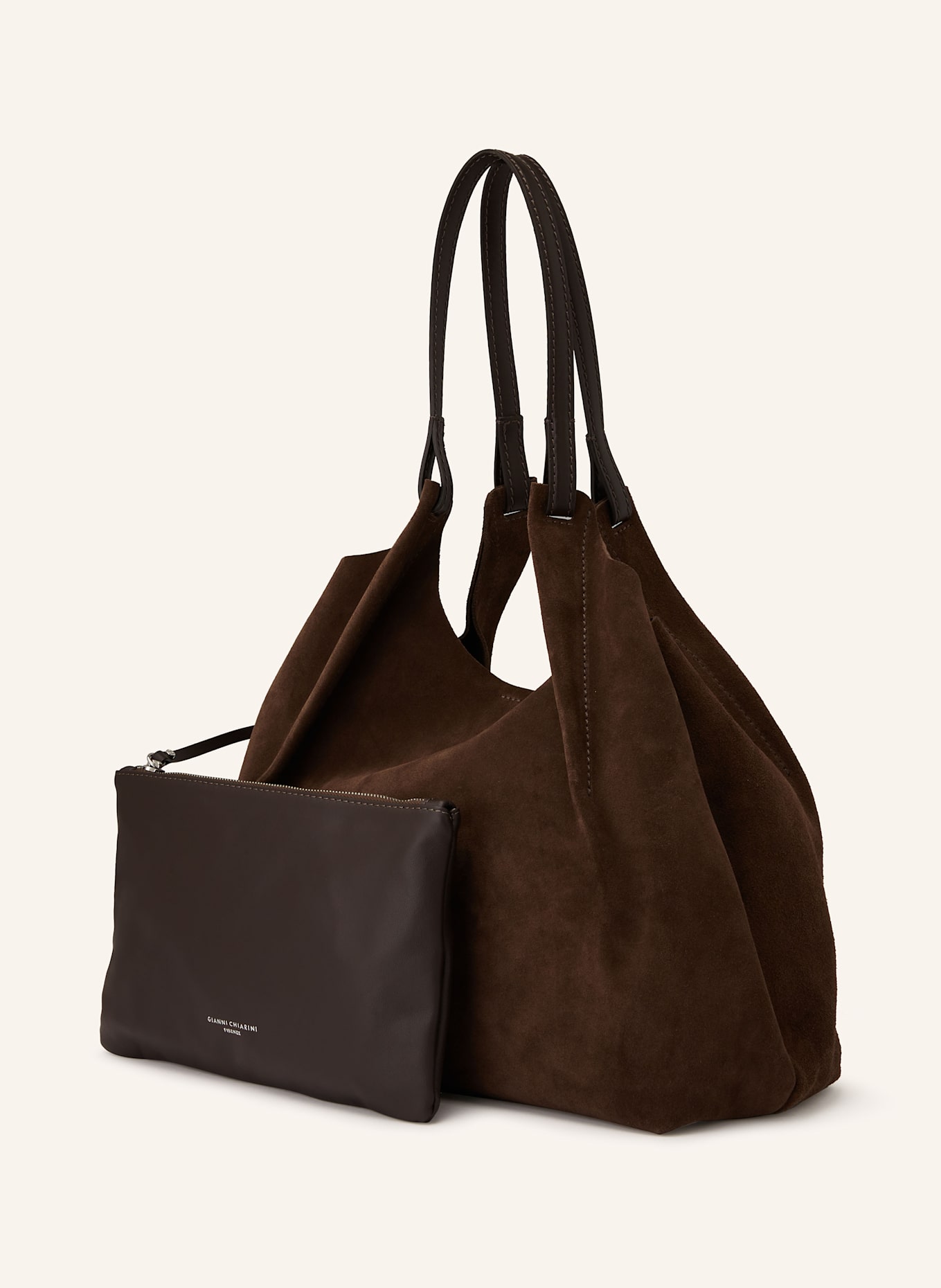 GIANNI CHIARINI Hobo bag DUA XL with pouch: DARK BROWN