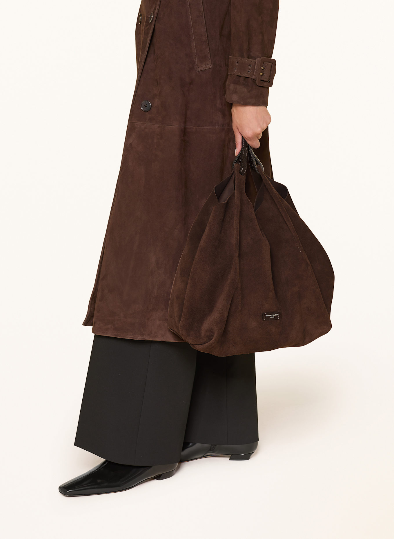 GIANNI CHIARINI Hobo bag DUA XL with pouch: DARK BROWN