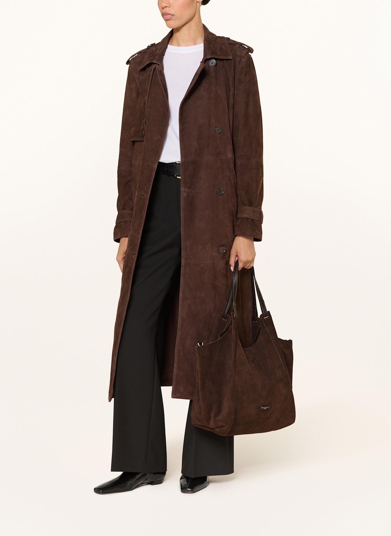 GIANNI CHIARINI Hobo bag DUA XL with pouch: DARK BROWN