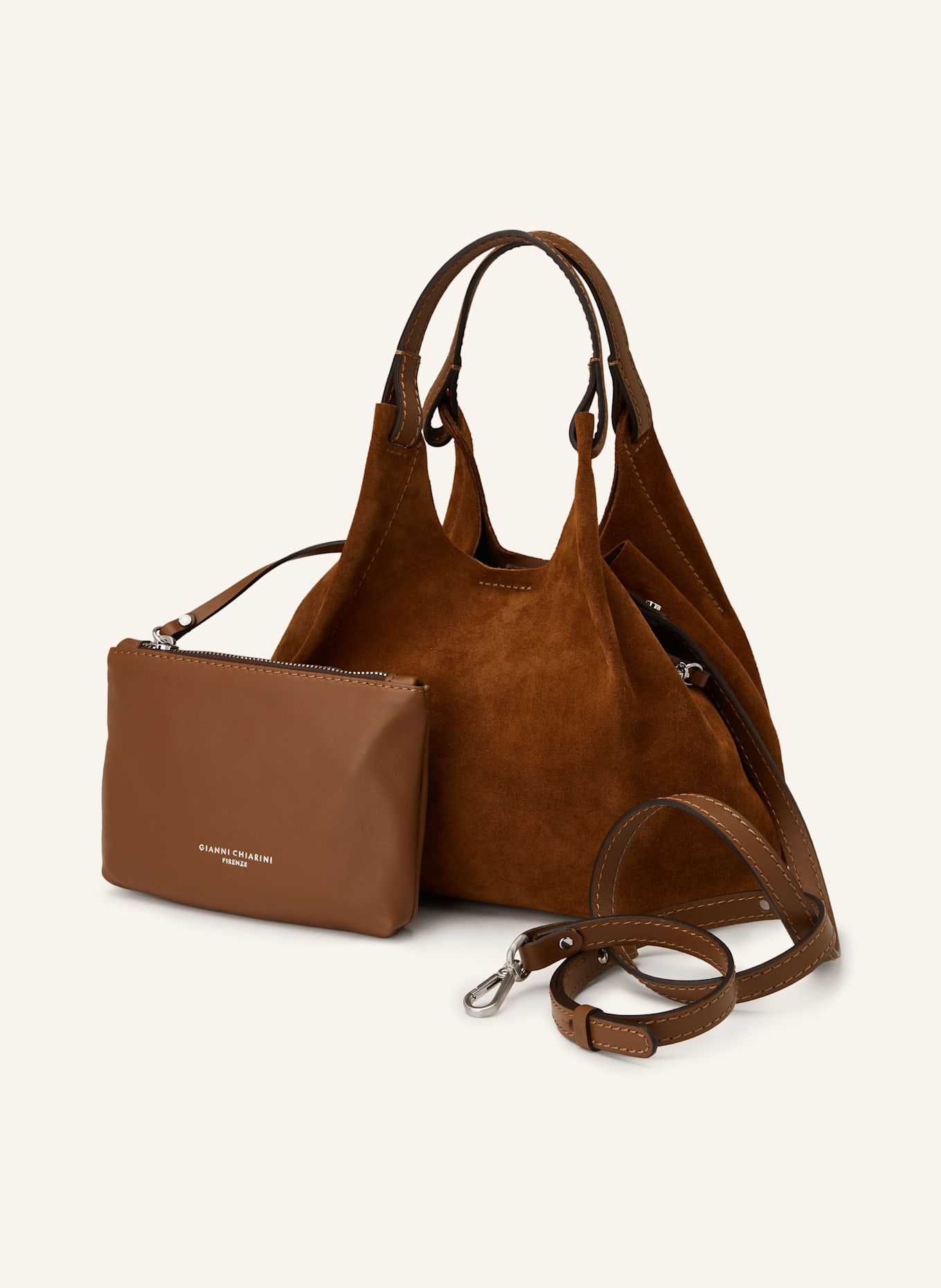 GIANNI CHIARINI Beuteltasche DUA MEDIUM mit Pouch: COGNAC