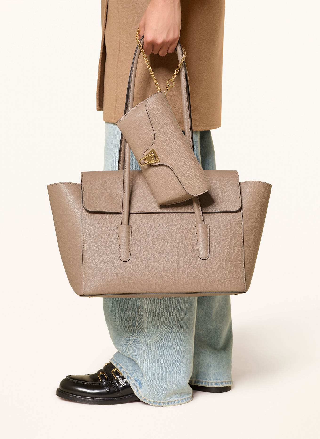 COCCINELLE Set: Shopper und Umhängetasche: TAUPE