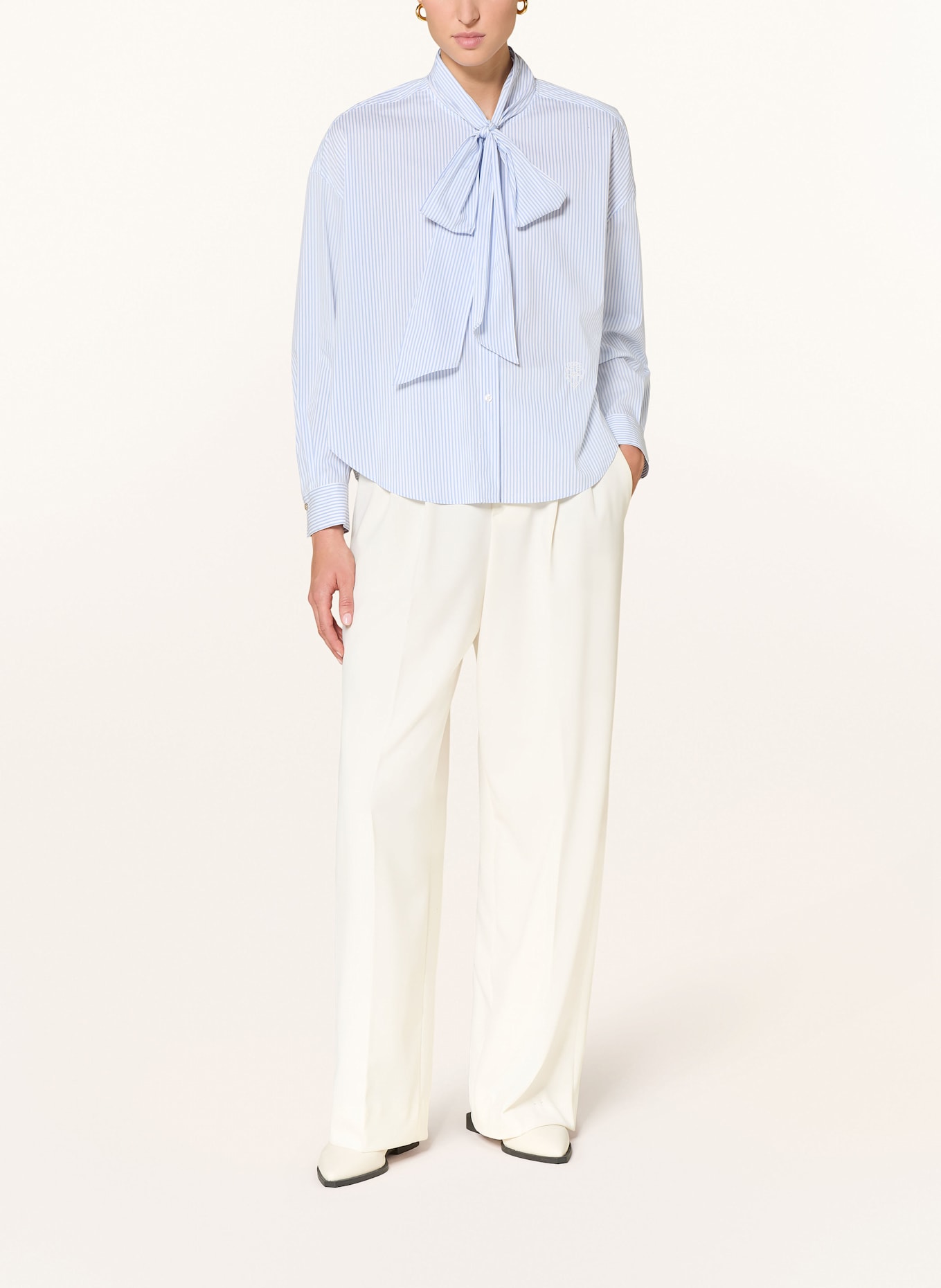 JOOP! Schluppenbluse BENINA: WEISS/ HELLBLAU