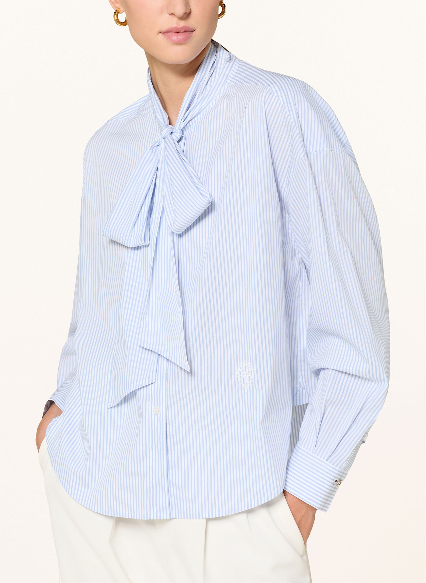 JOOP! Schluppenbluse BENINA: WEISS/ HELLBLAU
