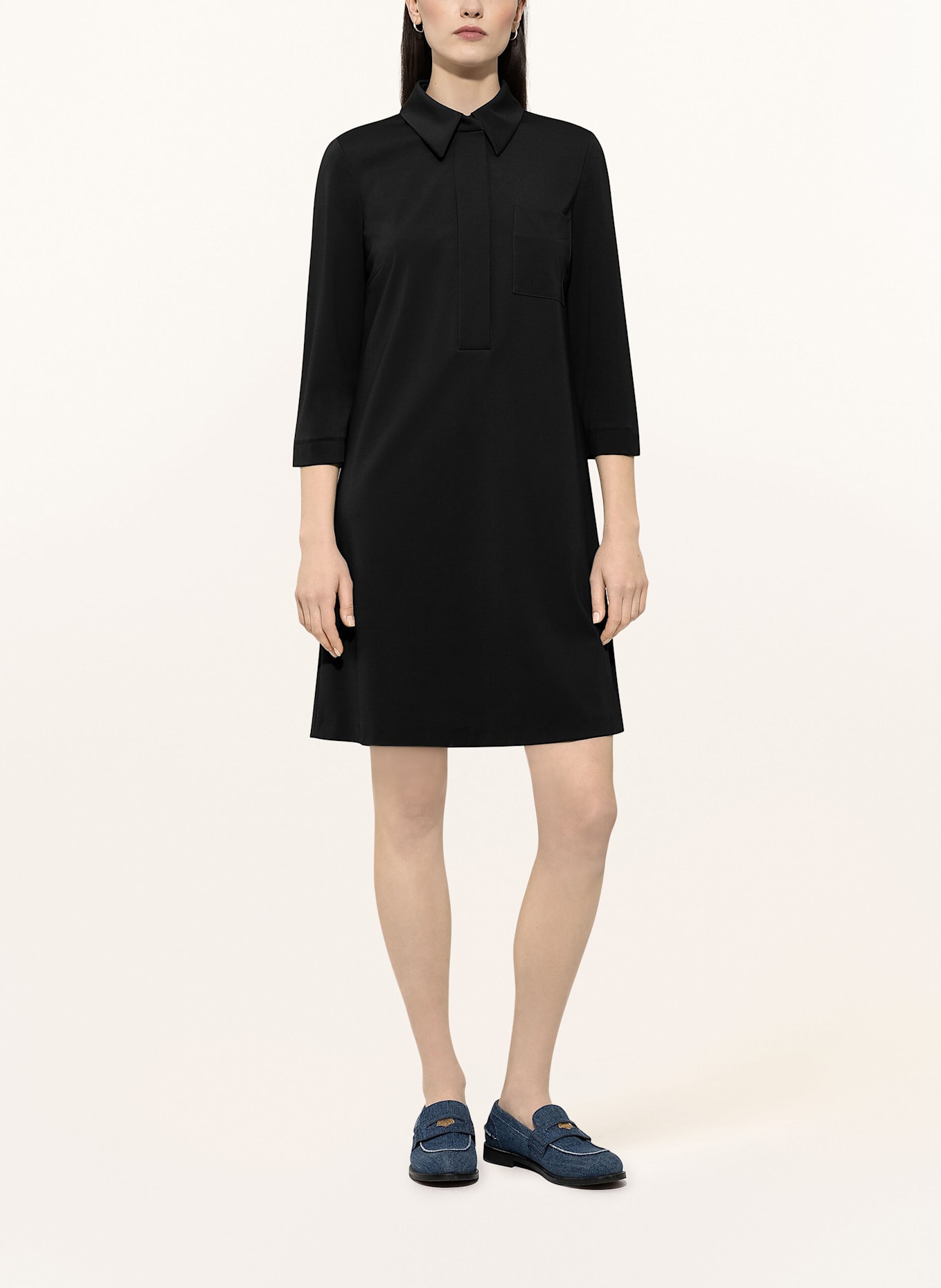 LUISA CERANO Hemdblusenkleid mit 3/4-Arm: SCHWARZ