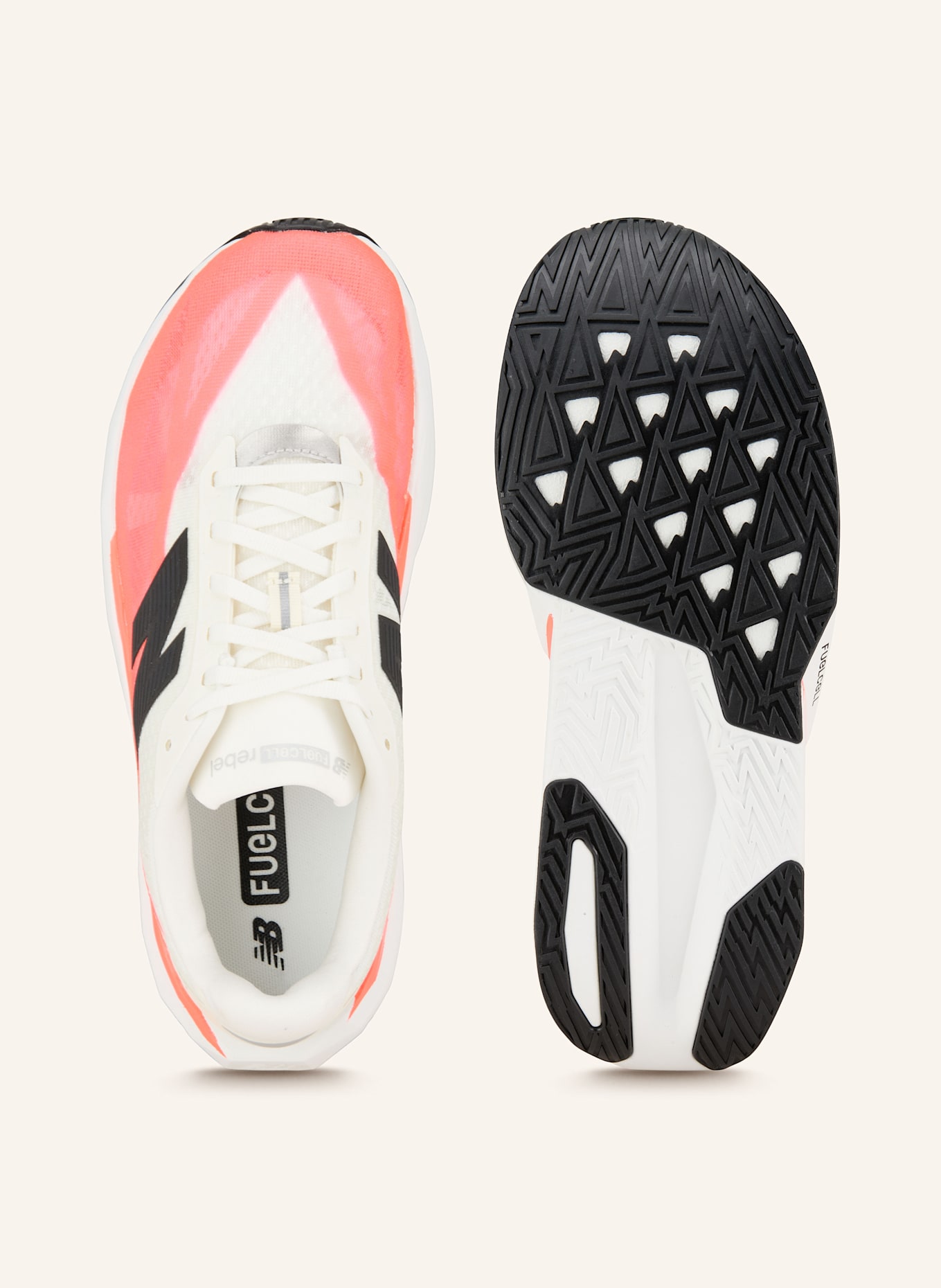 new balance Laufschuhe FUELCELL REBEL V5: WEISS/ NEONORANGE