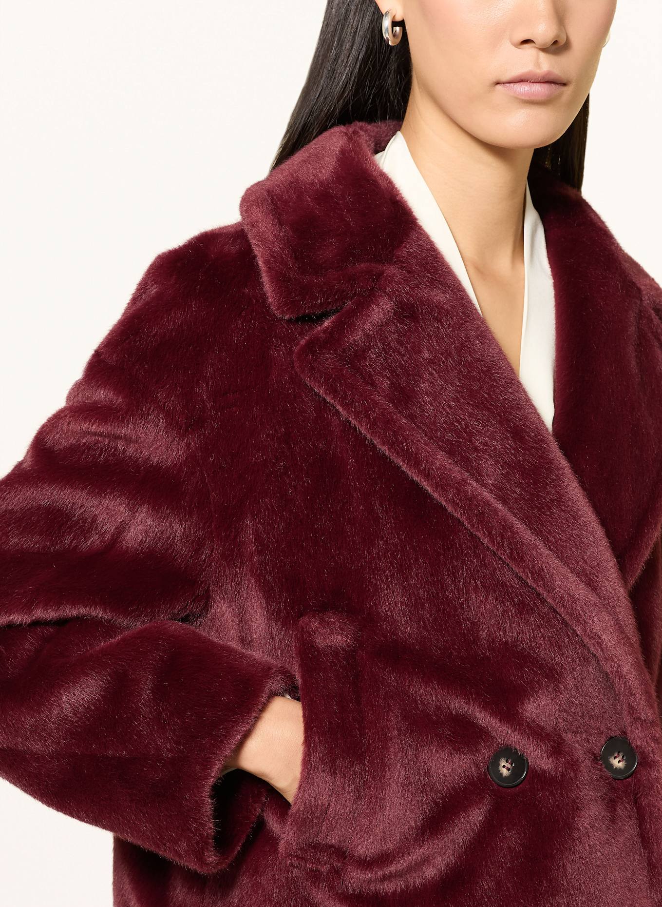 MARC CAIN Kunstpelz-Jacke: DUNKELROT