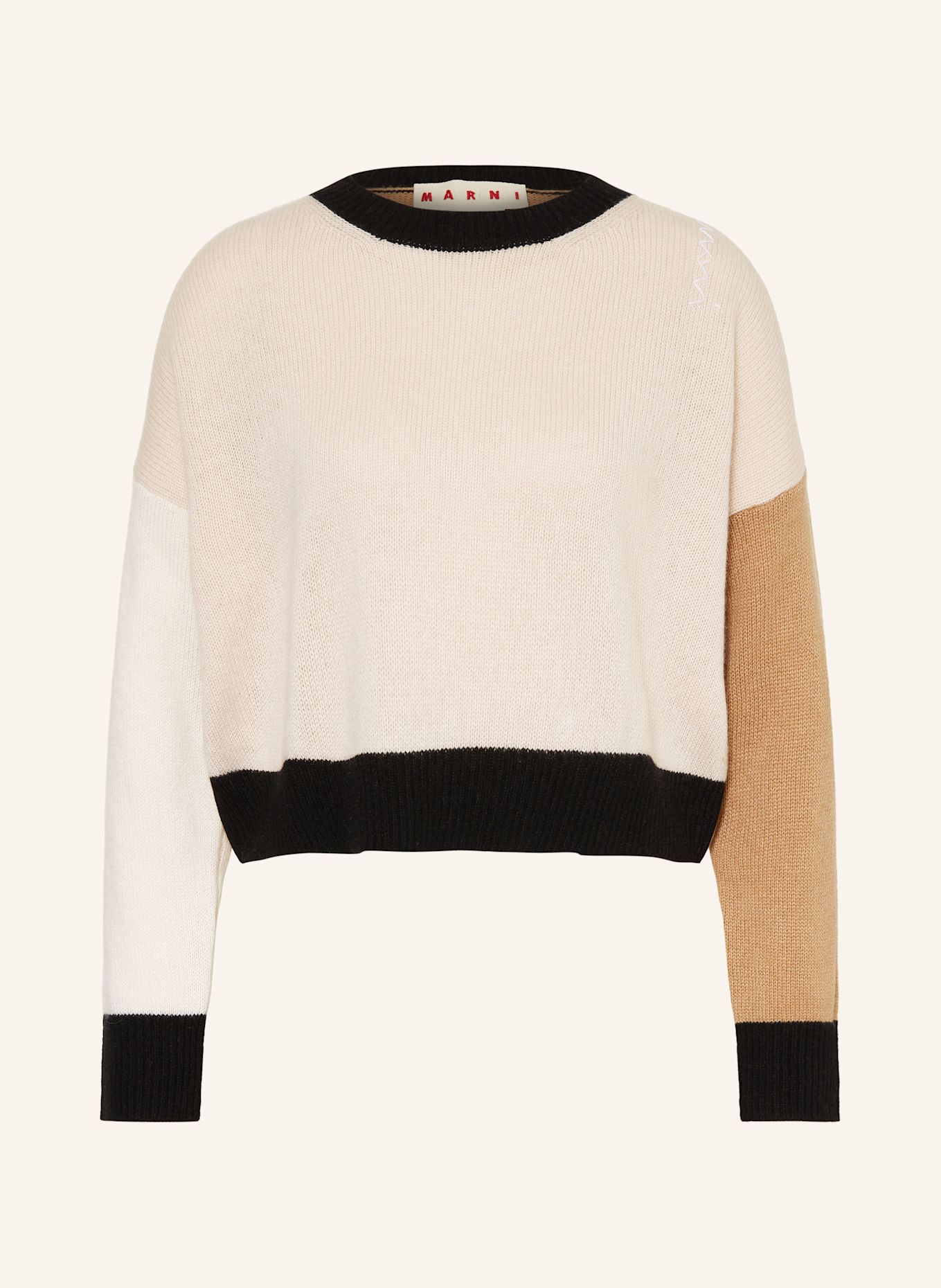 MARNI Cashmere sweater: LIGHT BROWN / CREAM / BLACK