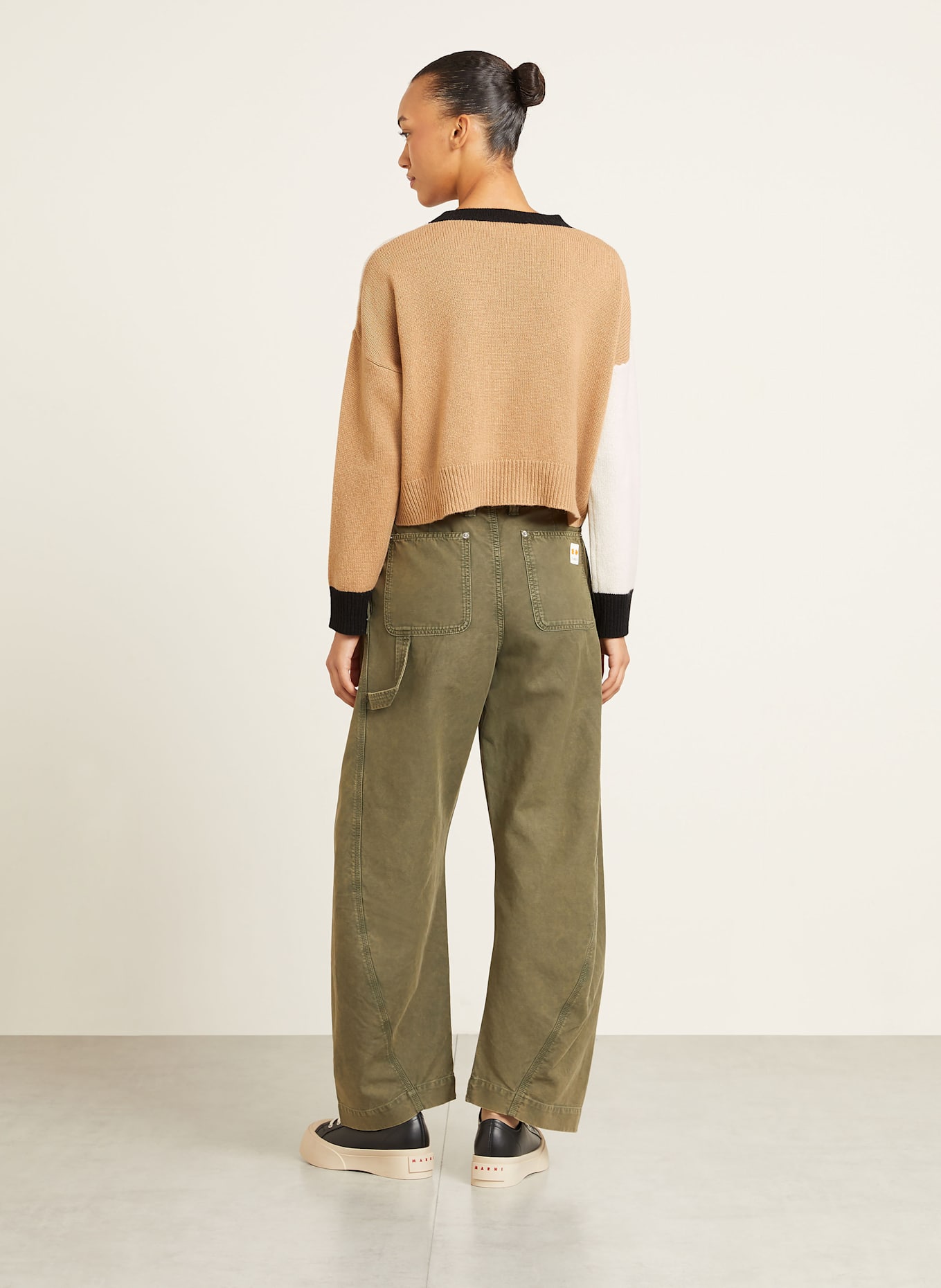MARNI Cashmere sweater: LIGHT BROWN / CREAM / BLACK
